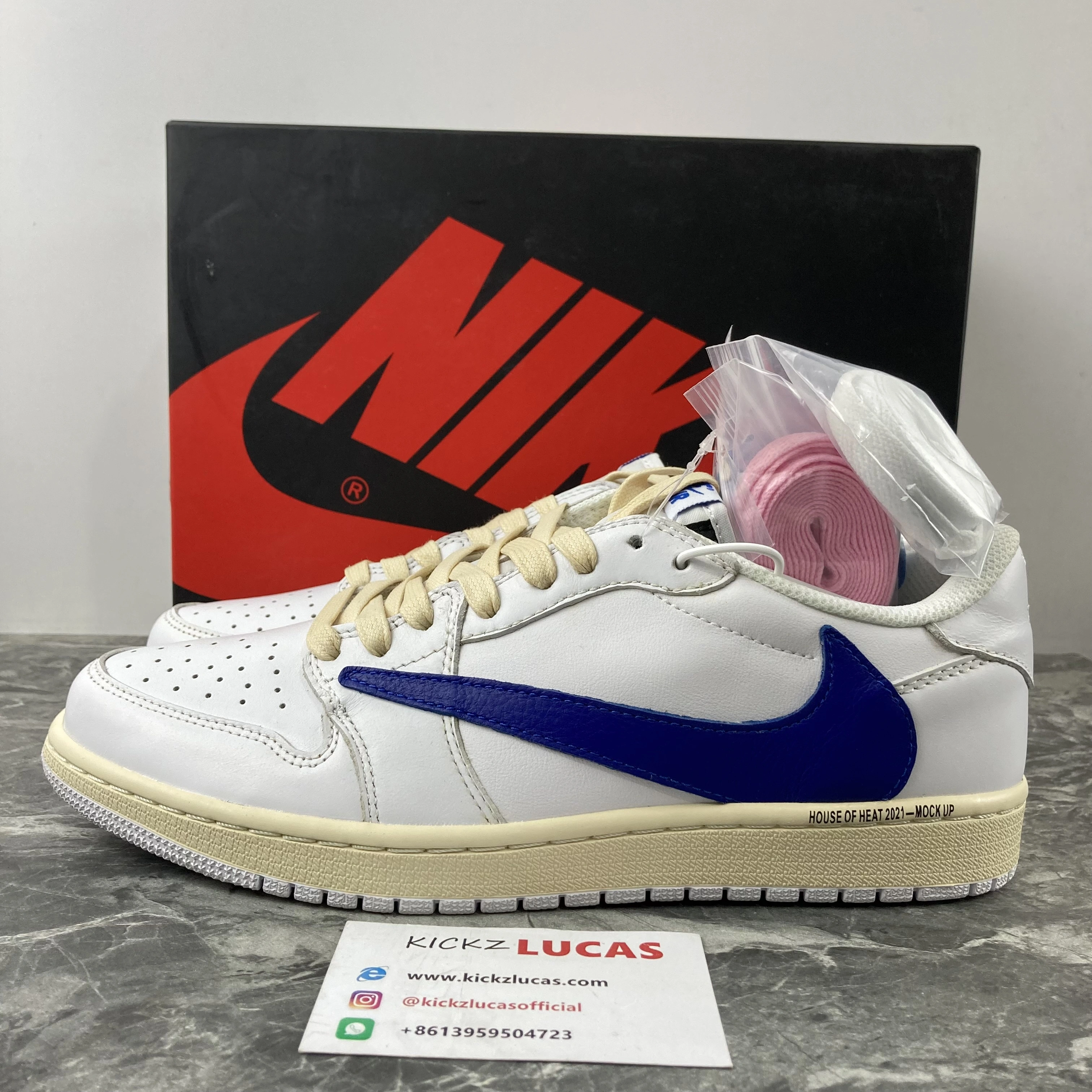Unisex Air Jordan 1 Low Travis Scott White Blue 1625