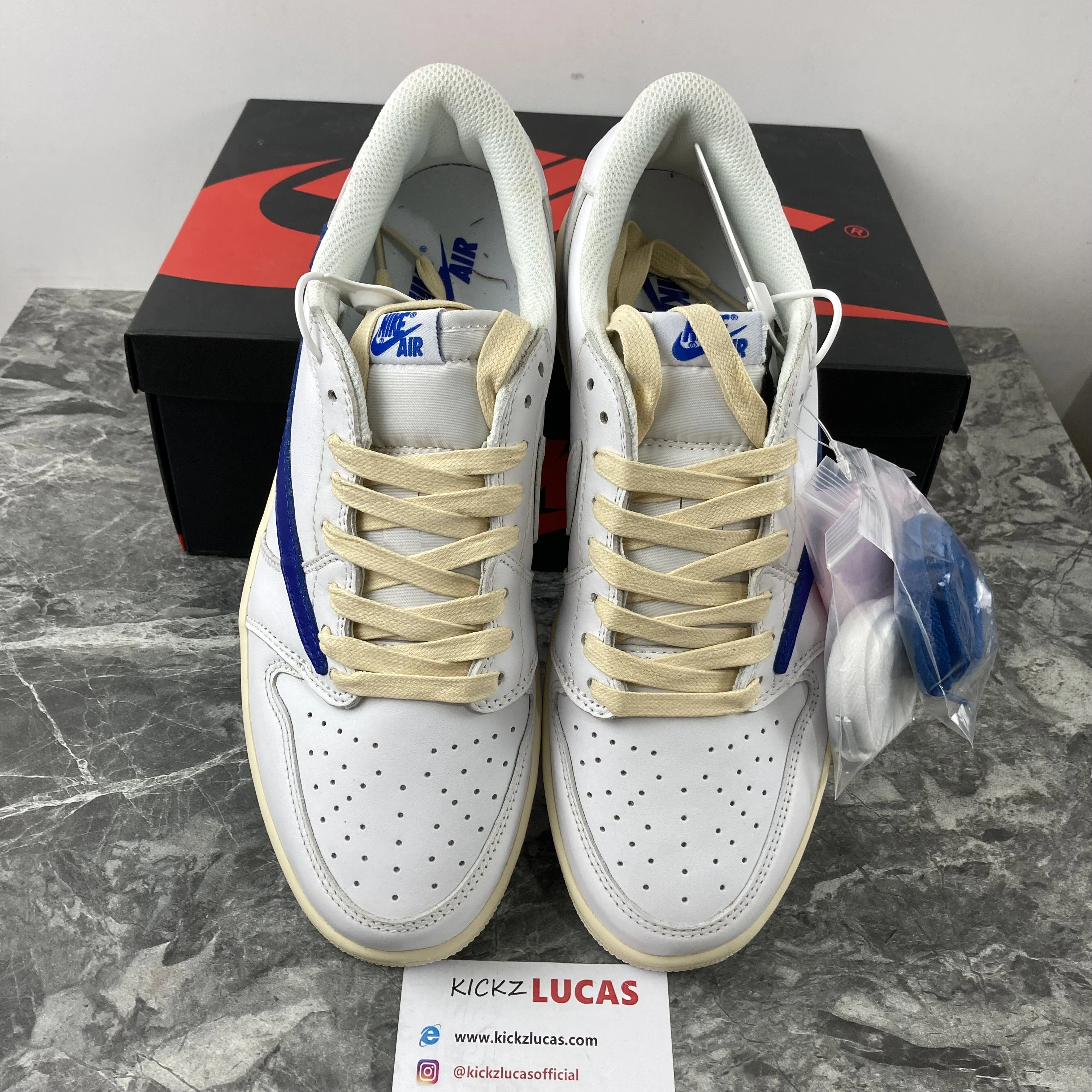 Unisex Air Jordan 1 Low Travis Scott White Blue 1625