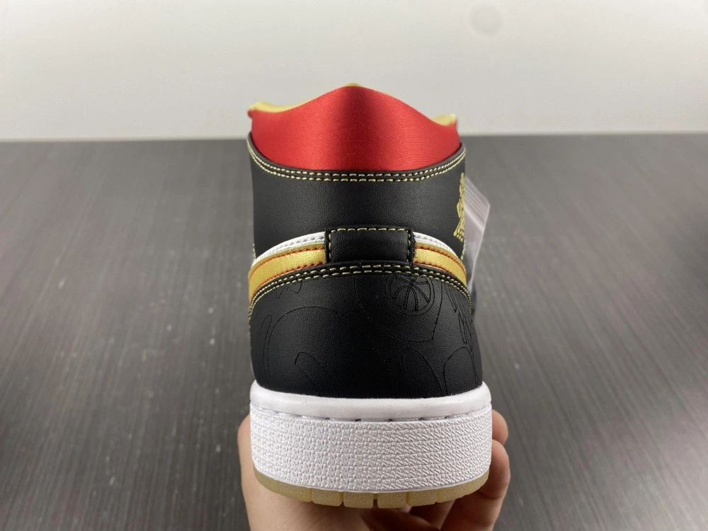 Chic Air Jordan 1 Mid XQ White Black Sport Red DV0576- 1628