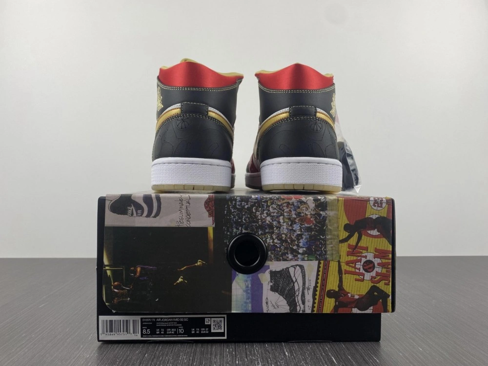 Chic Air Jordan 1 Mid XQ White Black Sport Red DV0576- 1628