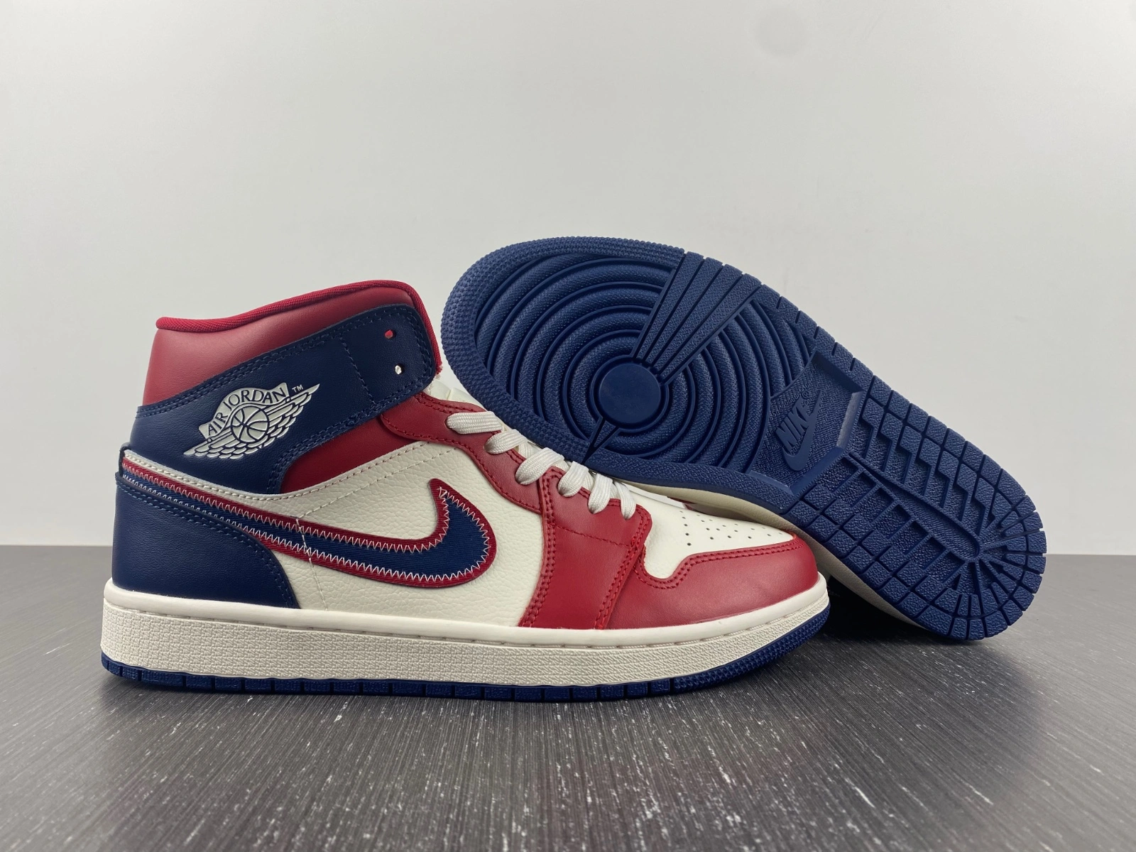 Durable Air Jordan 1 Mid red white navy DZ5485- 1617