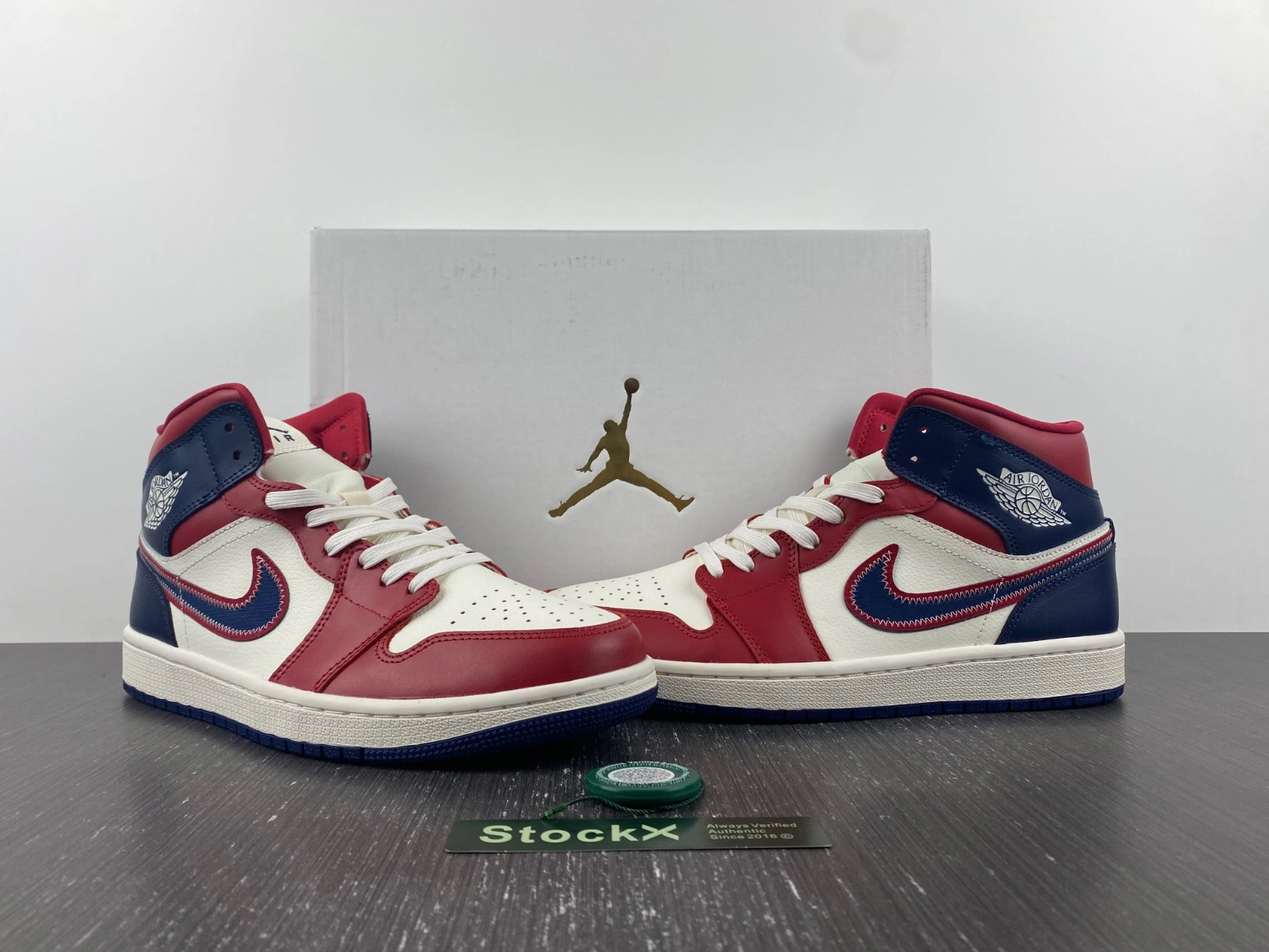 Durable Air Jordan 1 Mid red white navy DZ5485- 1617
