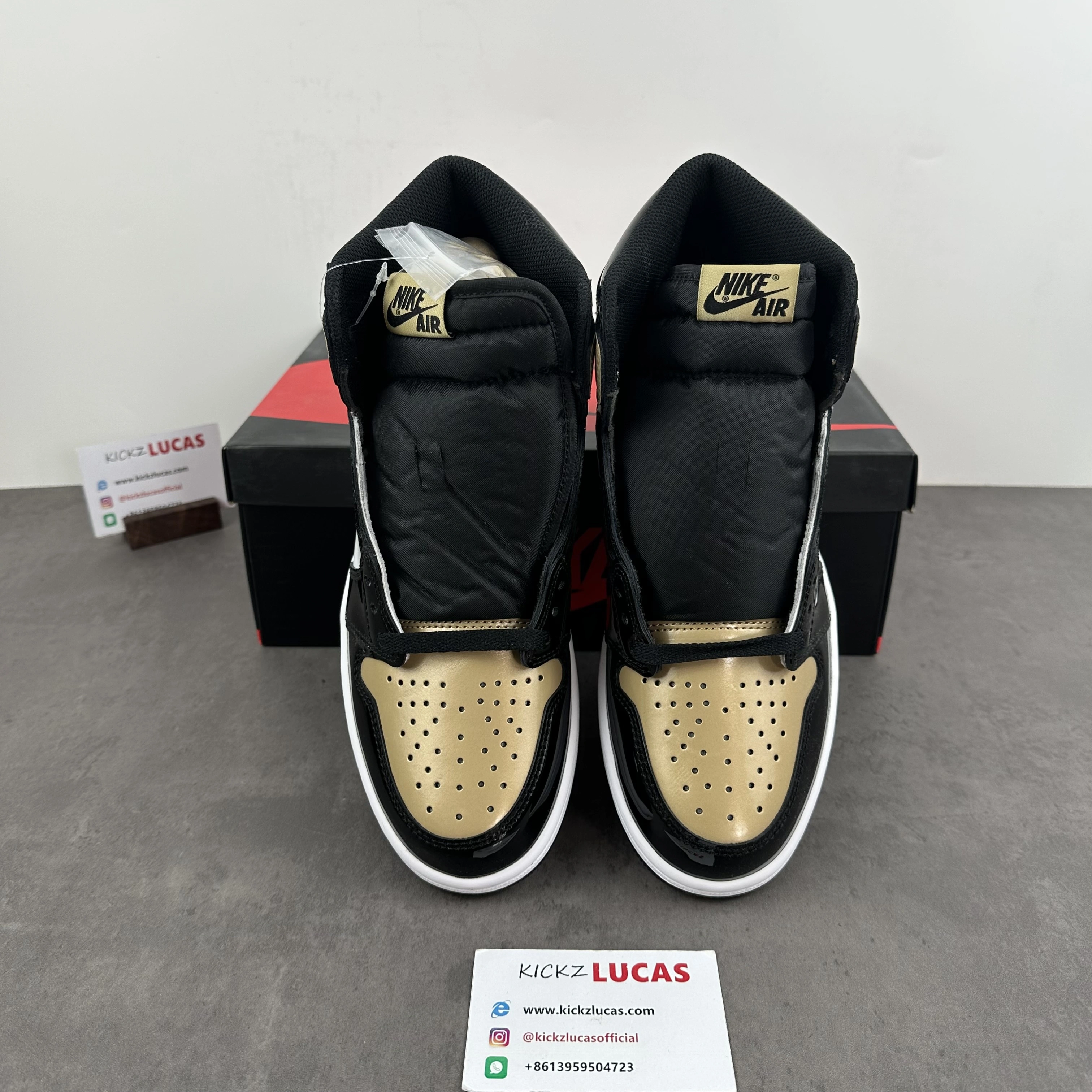 Neat Air Jordan 1 Retro High NRG Patent Gold Toe 861428- 1713