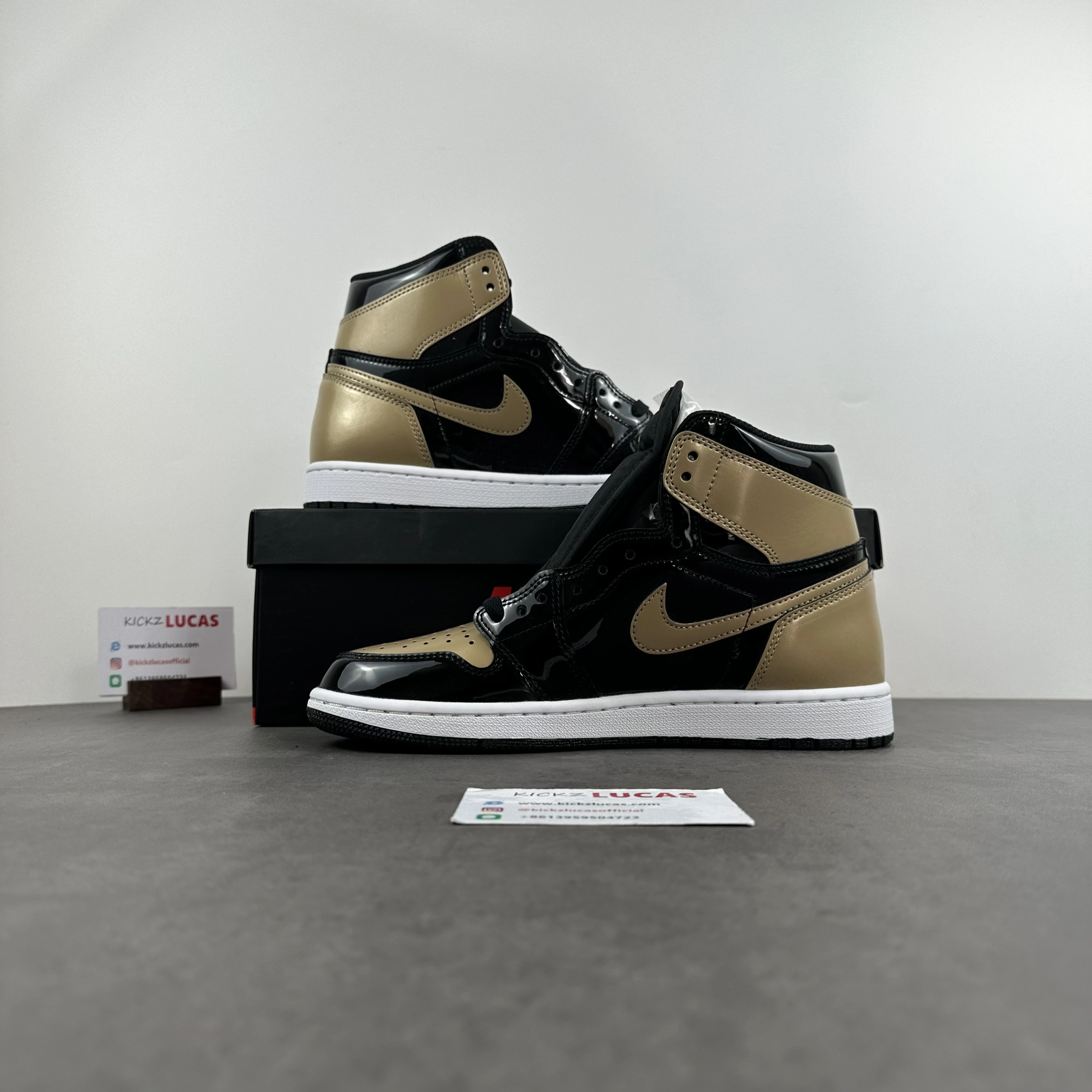 Neat Air Jordan 1 Retro High NRG Patent Gold Toe 861428- 1713
