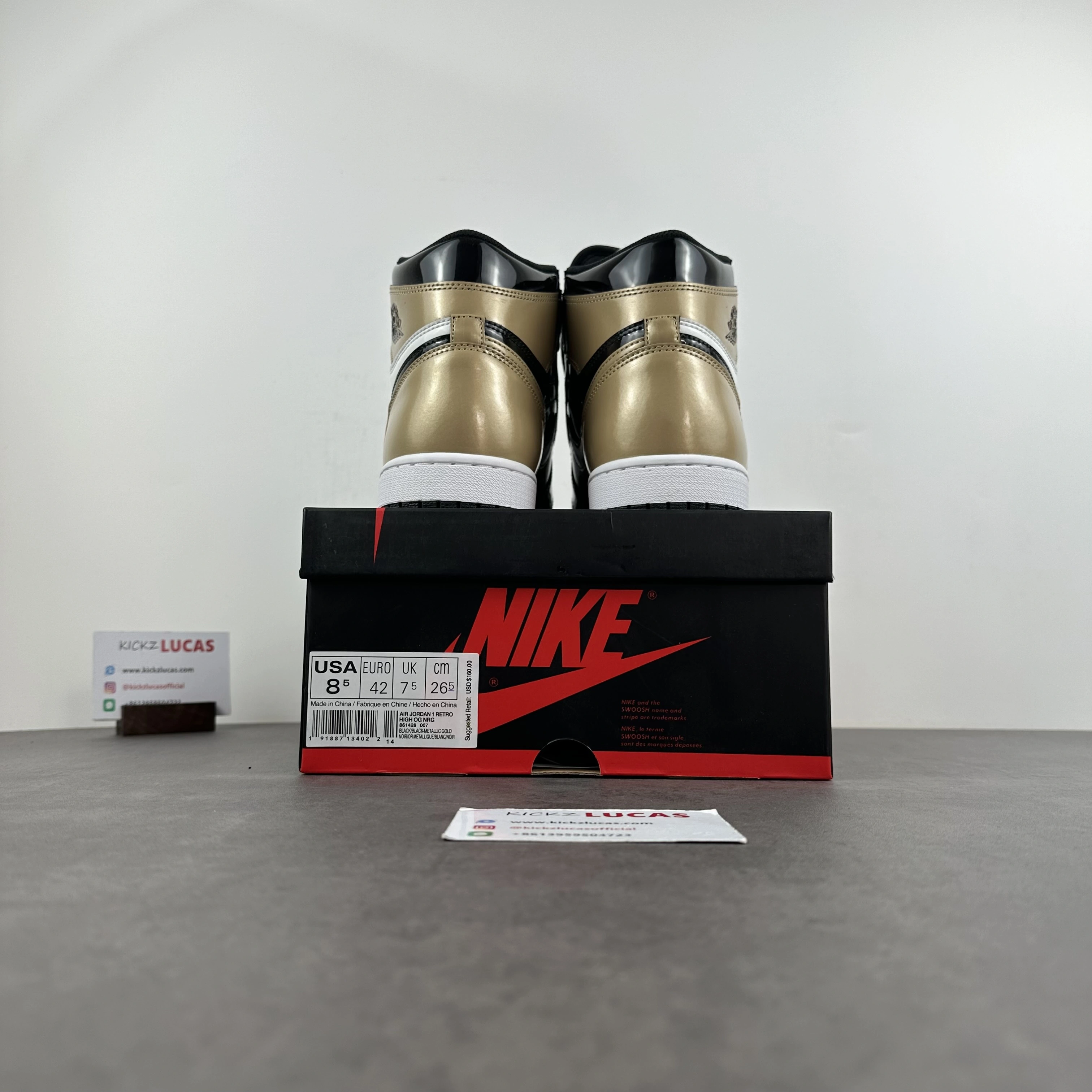 Neat Air Jordan 1 Retro High NRG Patent Gold Toe 861428- 1713