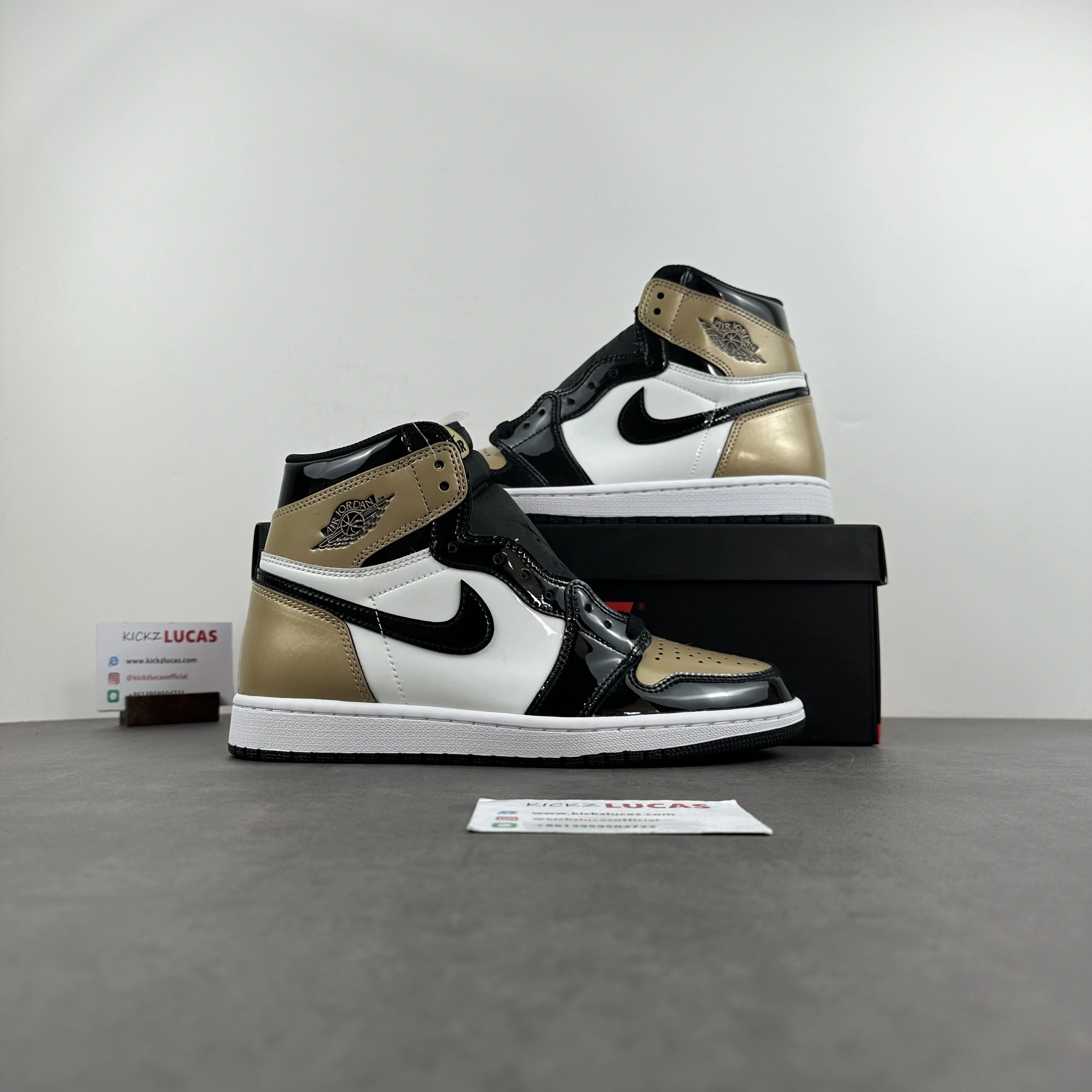 Neat Air Jordan 1 Retro High NRG Patent Gold Toe 861428- 1713