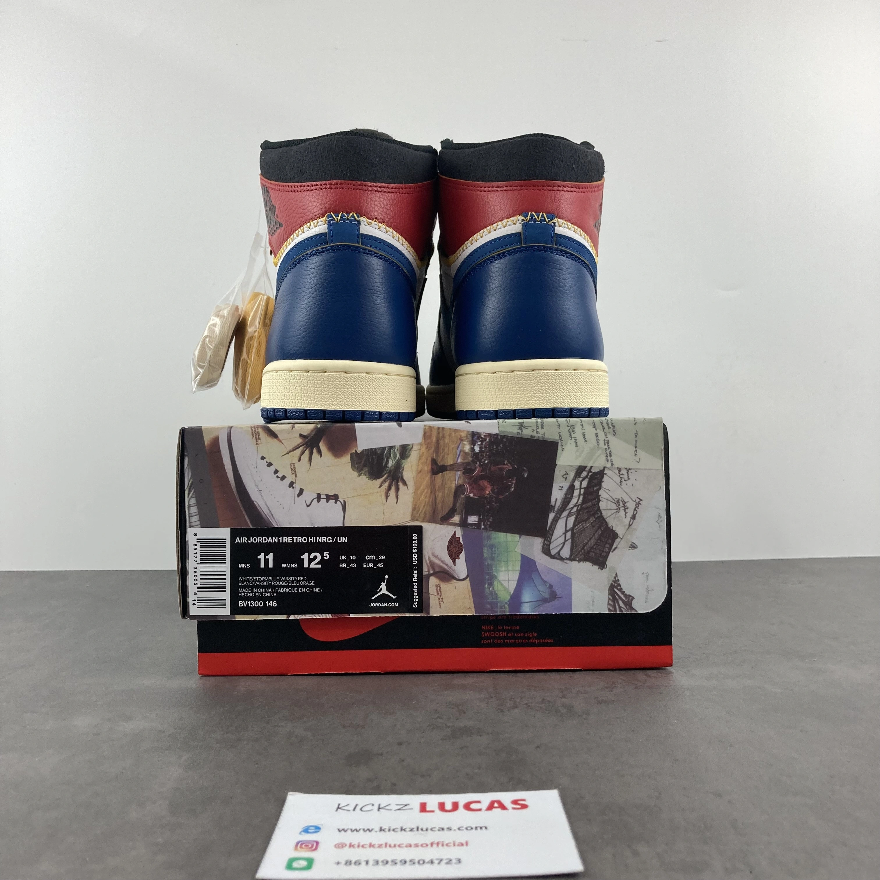 Air Jordan 1 Retro High Union Los Angeles Blue Toe BV1300- Unique 1787