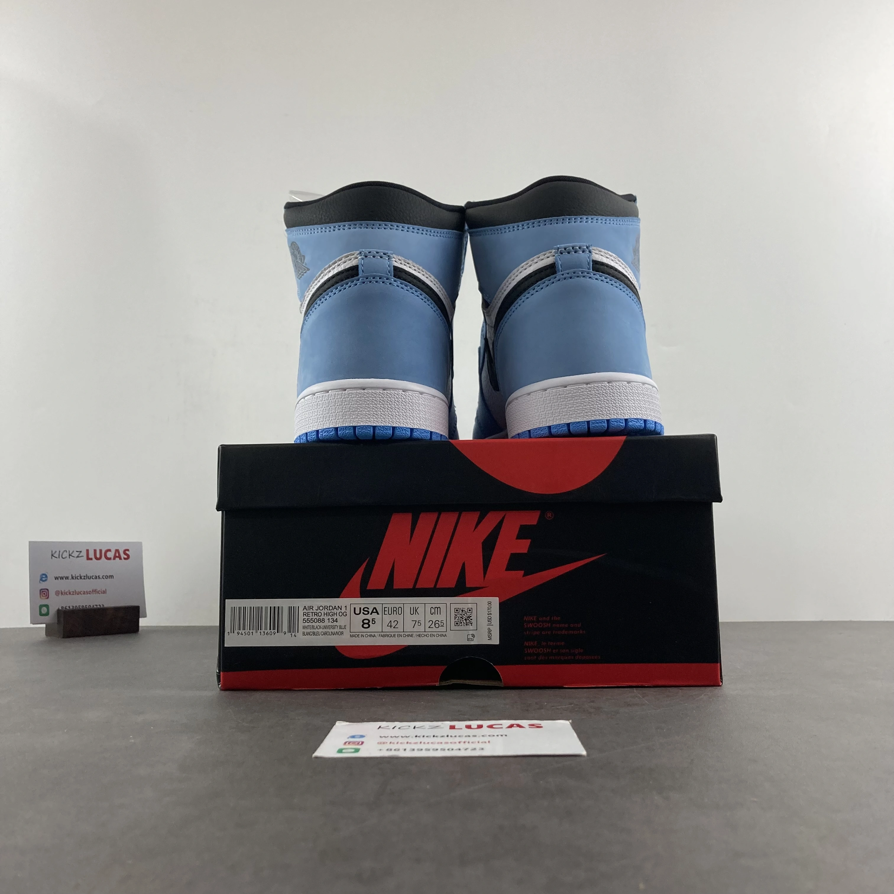 Compact Air Jordan 1 Retro High White University Blue black 555088- 1750