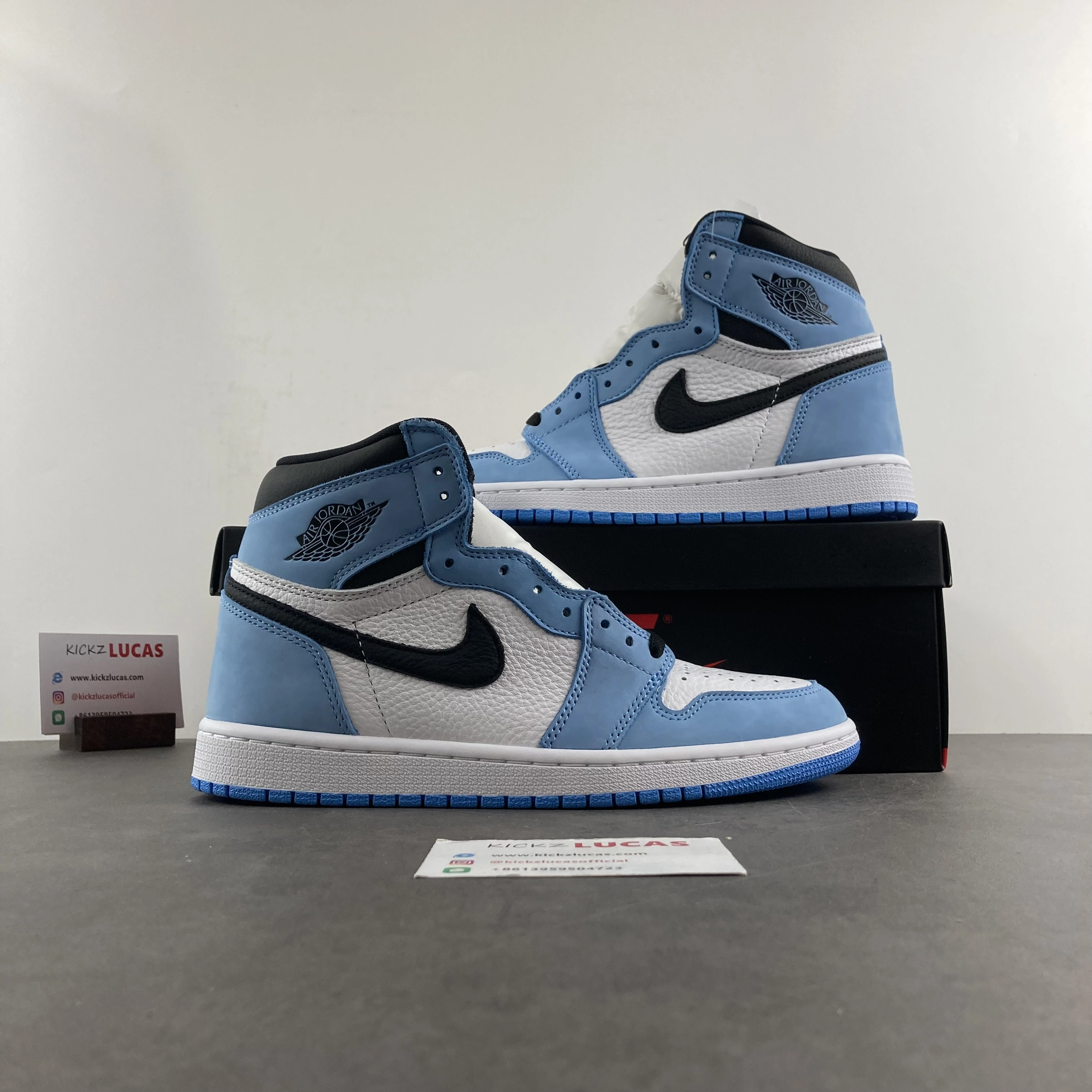 Compact Air Jordan 1 Retro High White University Blue black 555088- 1750