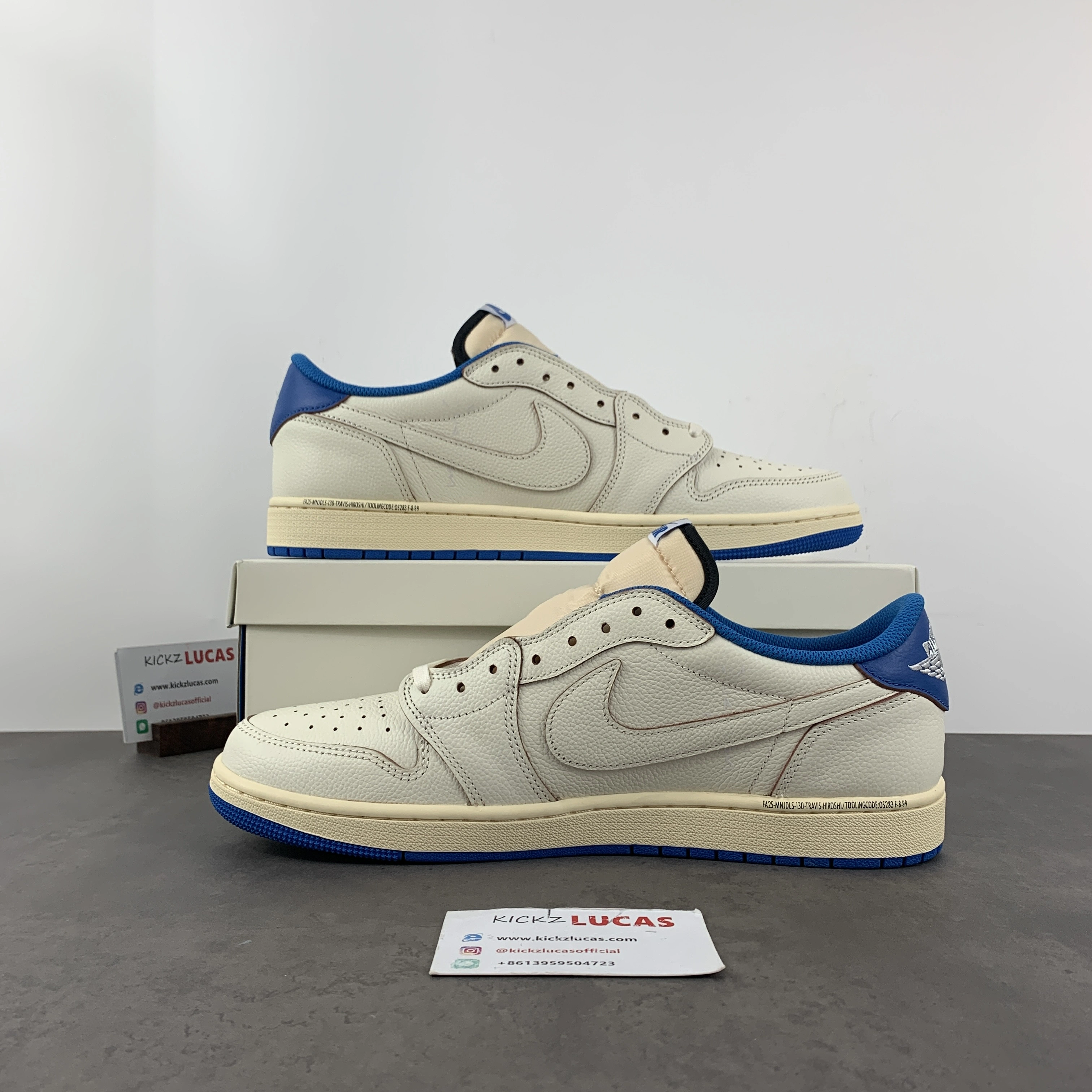 Air Jordan 1 Retro Low OG SP Fragment x Travis Scott Sail Military Blue Timeless 1424