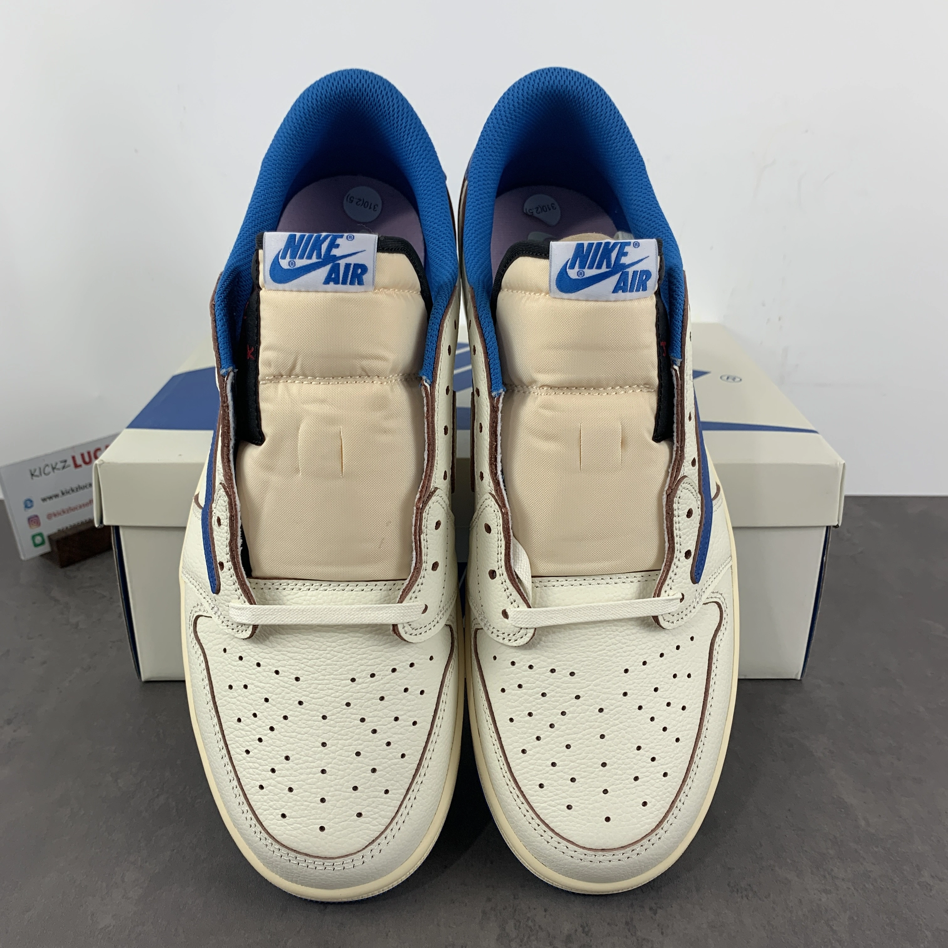 Air Jordan 1 Retro Low OG SP Fragment x Travis Scott Sail Military Blue Timeless 1424