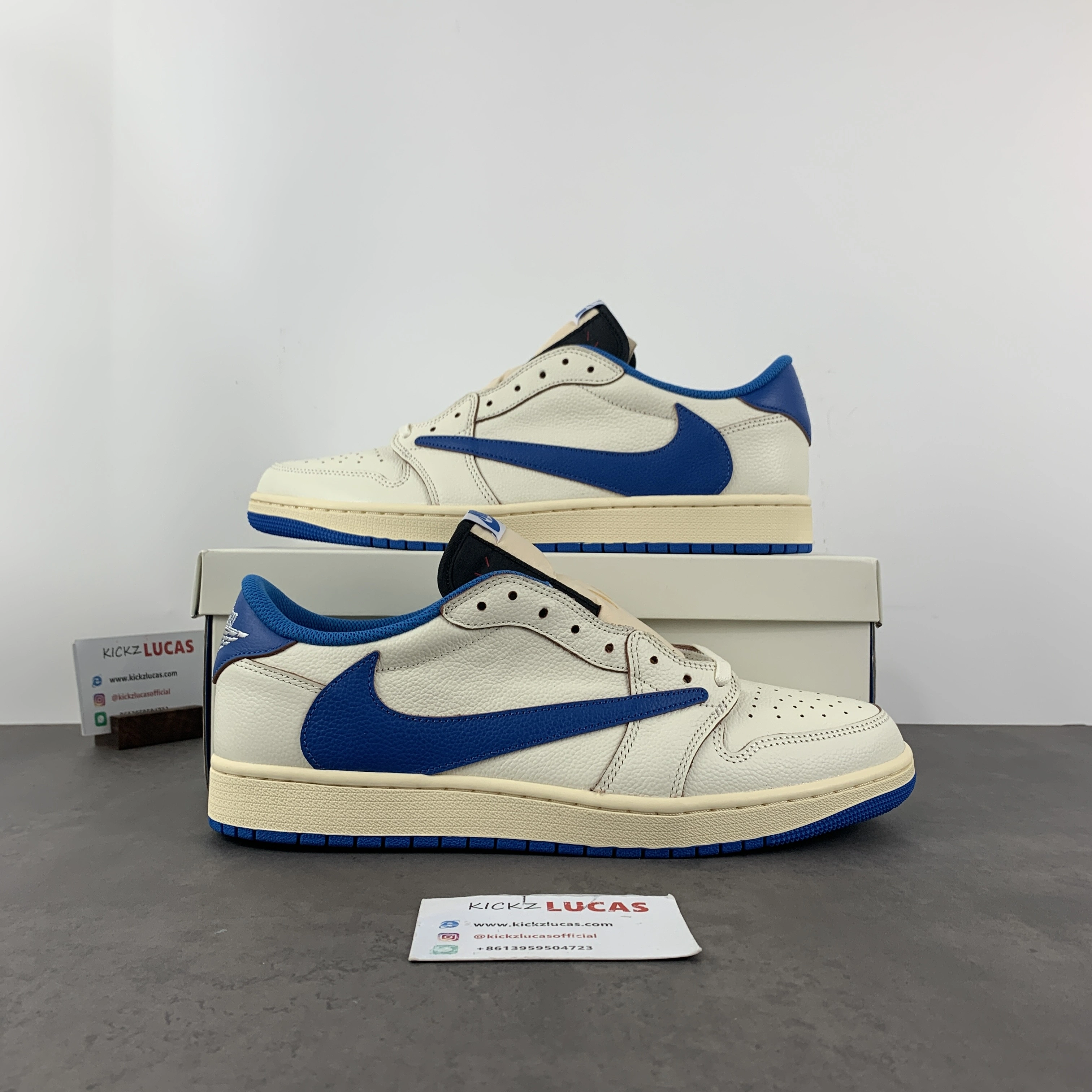Air Jordan 1 Retro Low OG SP Fragment x Travis Scott Sail Military Blue Timeless 1424