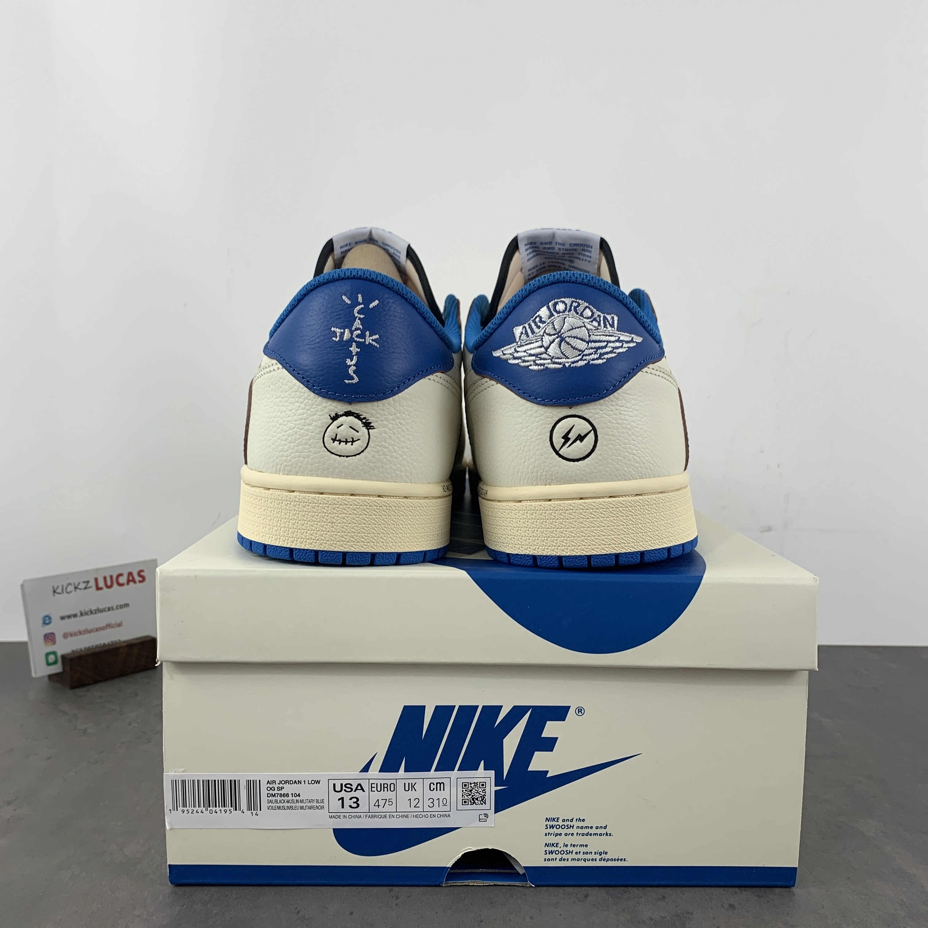 Air Jordan 1 Retro Low OG SP Fragment x Travis Scott Sail Military Blue Timeless 1424