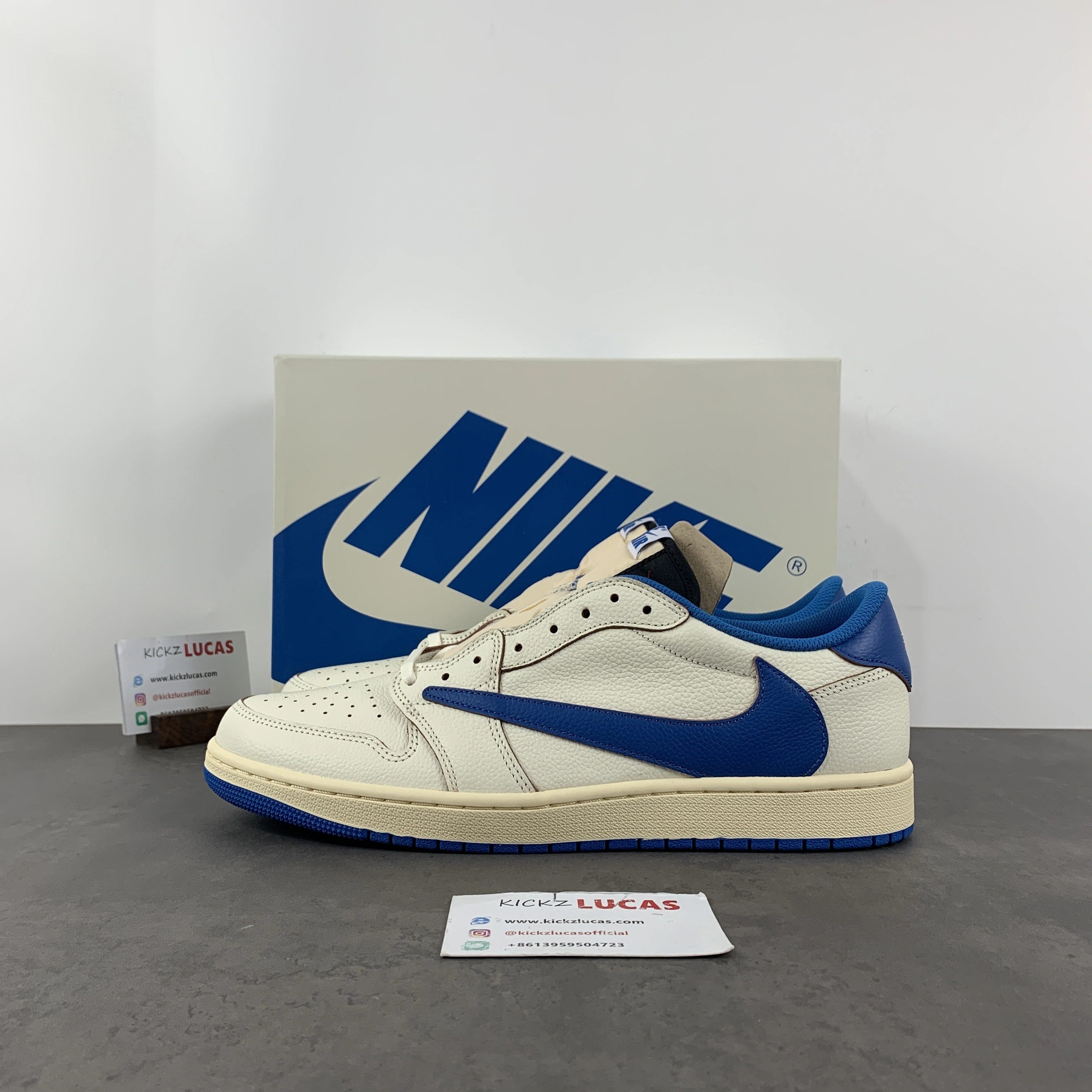 Air Jordan 1 Retro Low OG SP Fragment x Travis Scott Sail Military Blue Timeless 1424