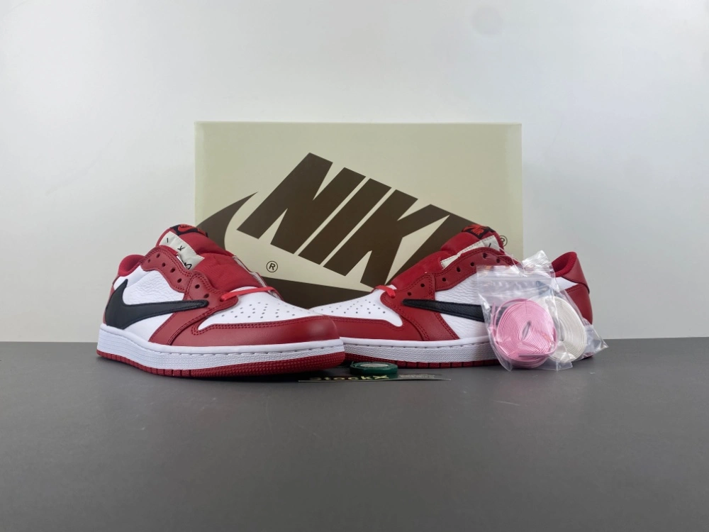 Sleek Air Jordan 1 Retro Low OG SP Travis Scott Red White DM7866- 1327