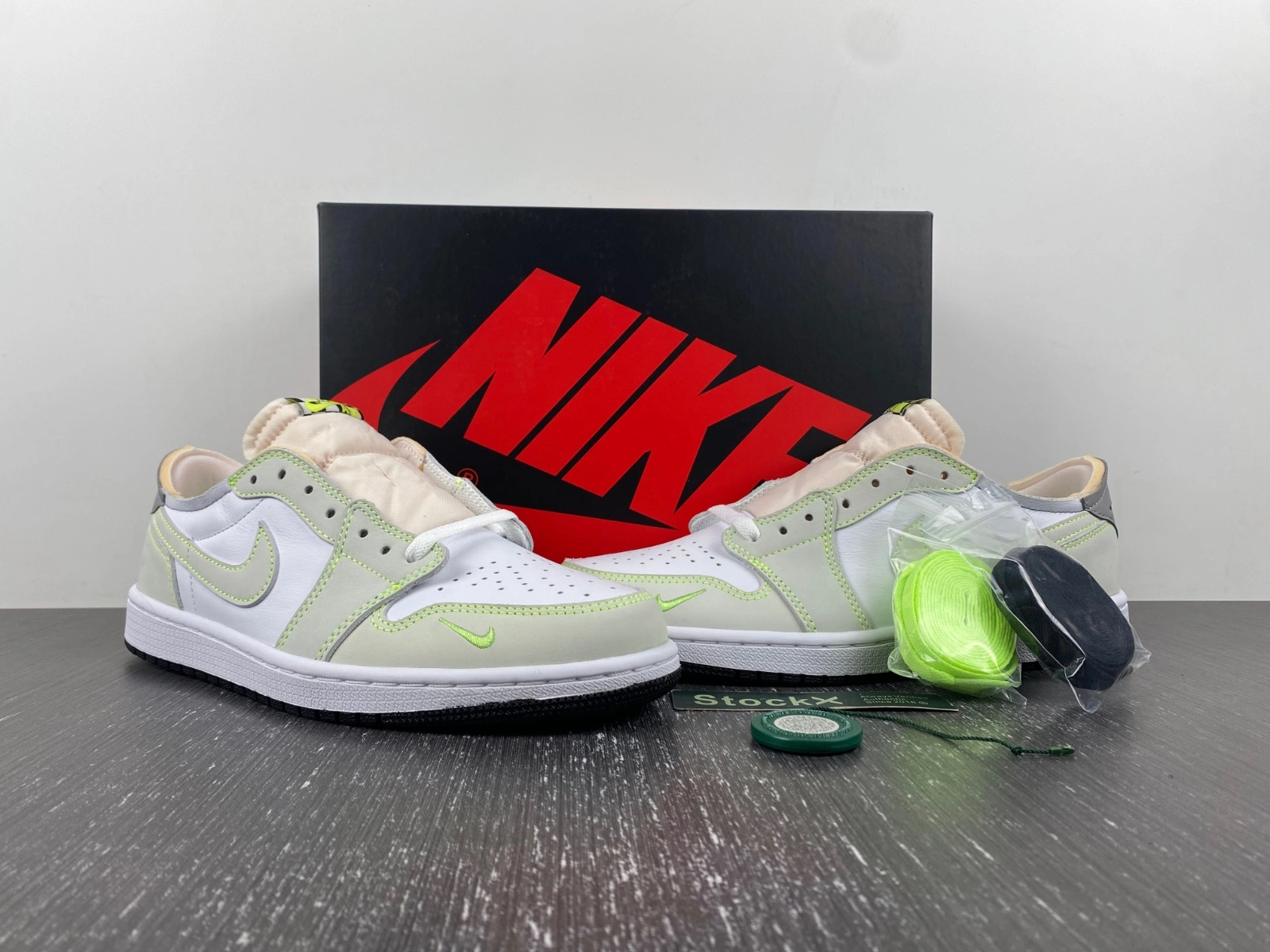 Youthful Air Jordan 1 Retro Low White Ghost Green Black DM7837- 1682