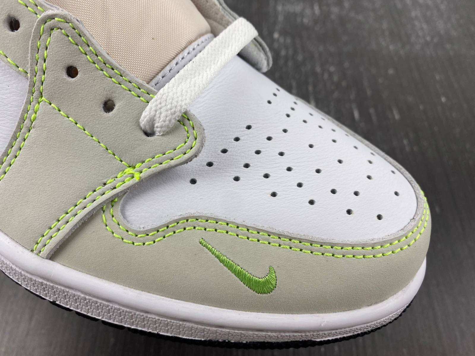 Youthful Air Jordan 1 Retro Low White Ghost Green Black DM7837- 1682