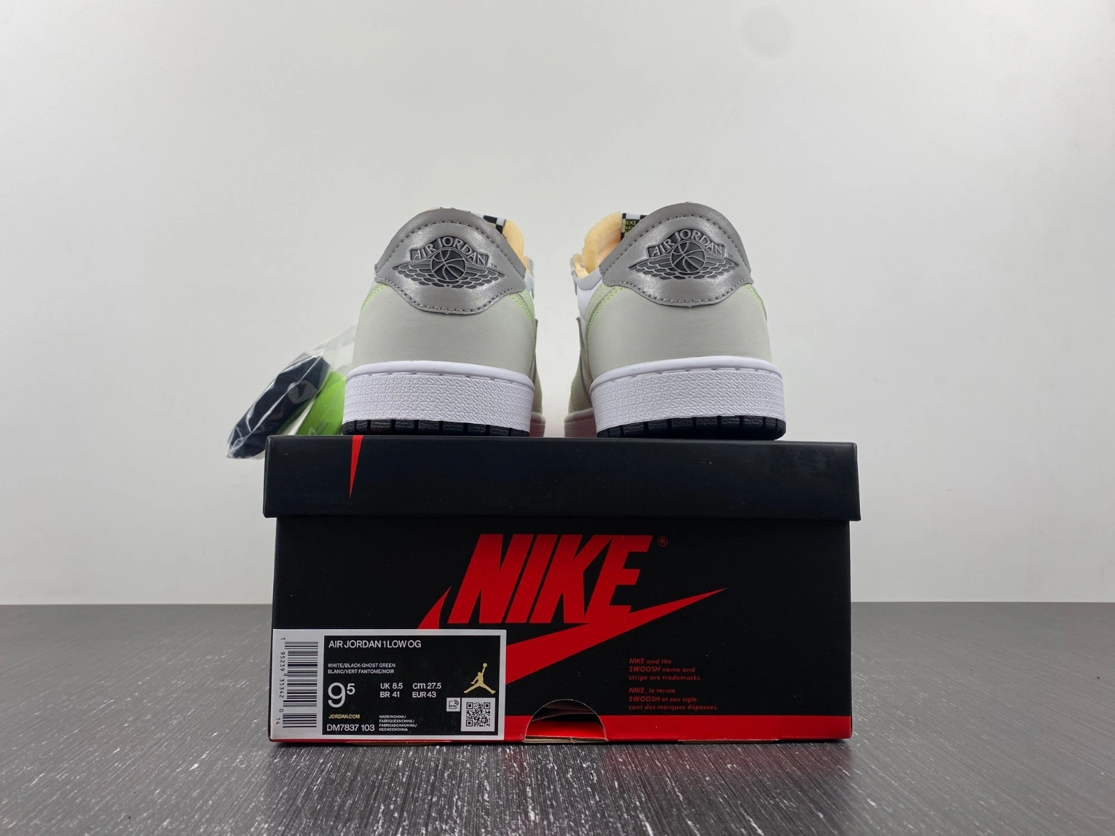 Youthful Air Jordan 1 Retro Low White Ghost Green Black DM7837- 1682