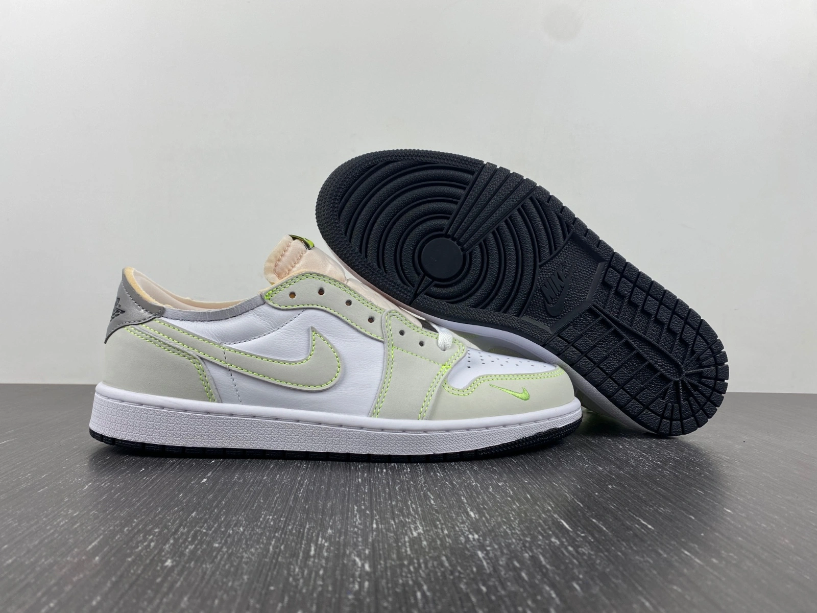 Youthful Air Jordan 1 Retro Low White Ghost Green Black DM7837- 1682