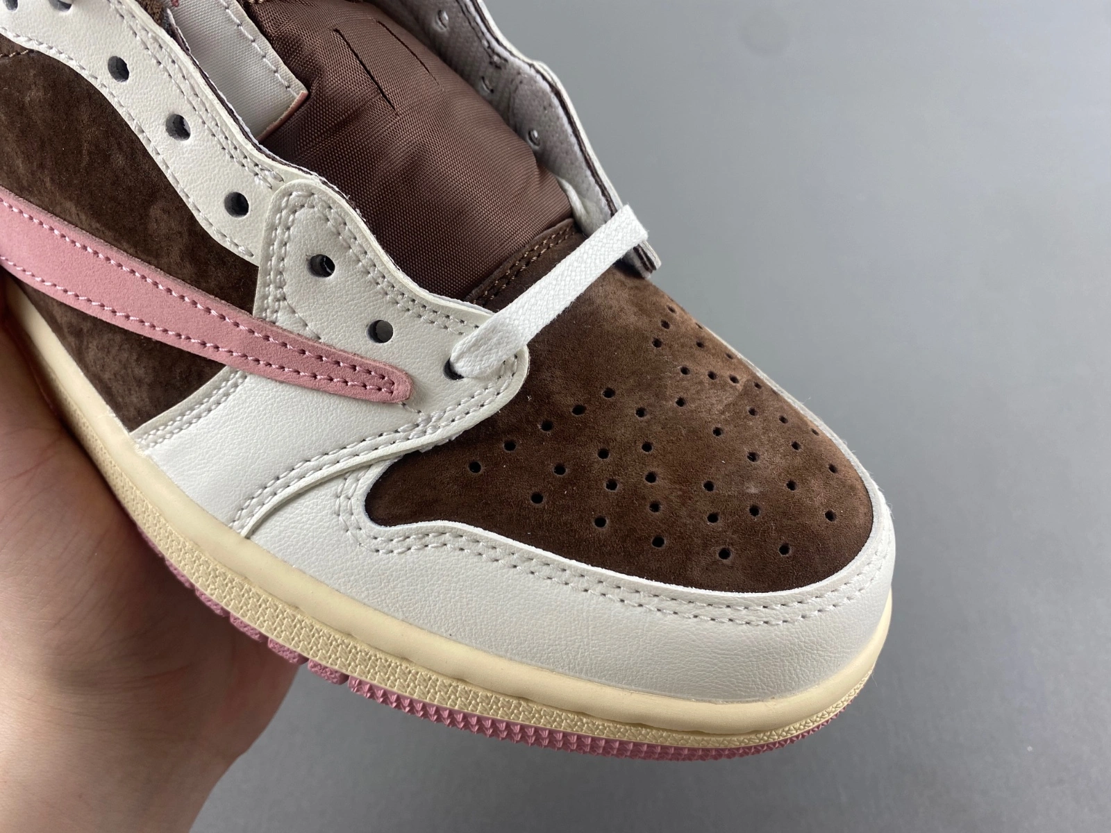 Stylish Air Jordan 1 Travis Scott Coffee Pink DZ4137 - 1394