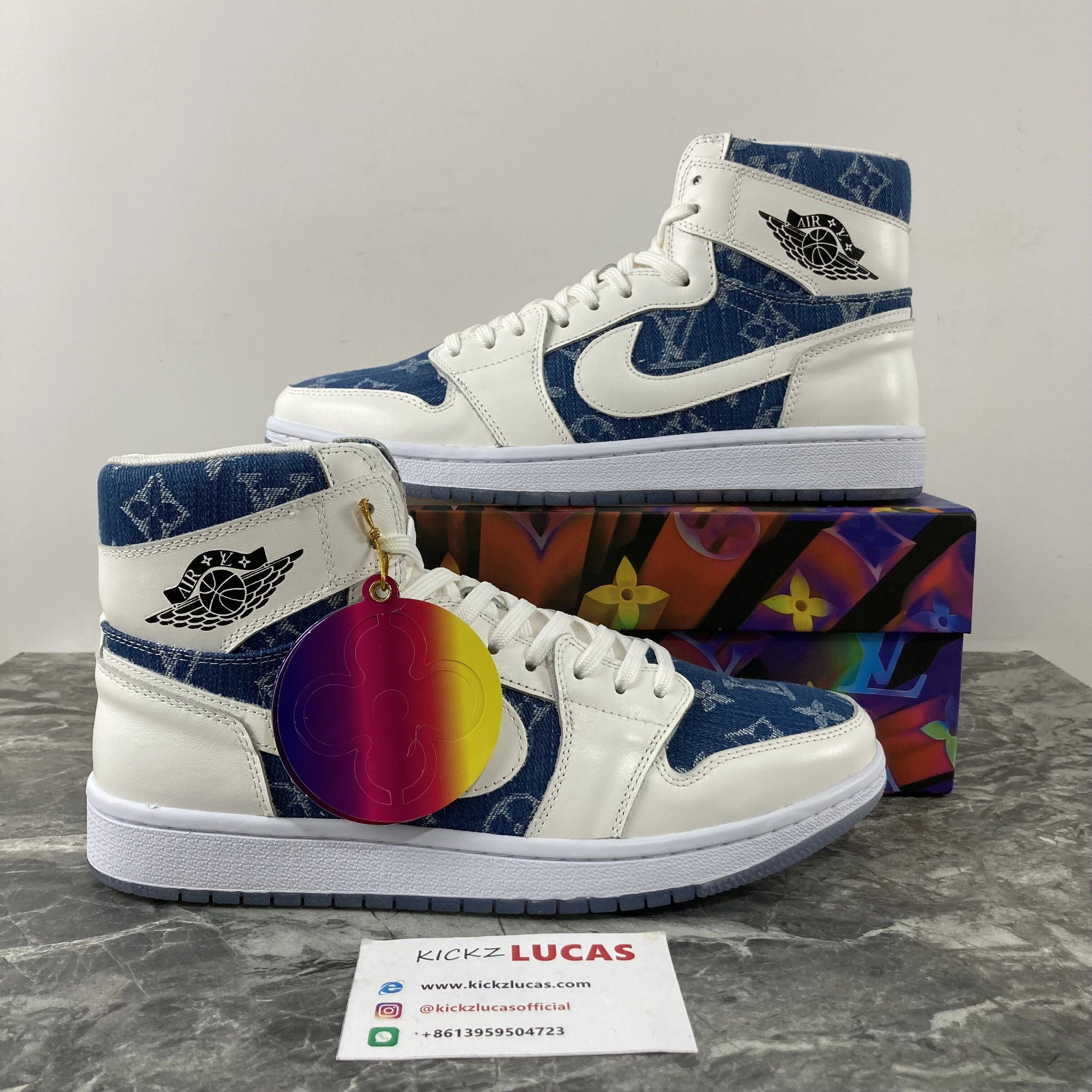 Air Jordan 1 X L*V High jeans blue Attractive 4141