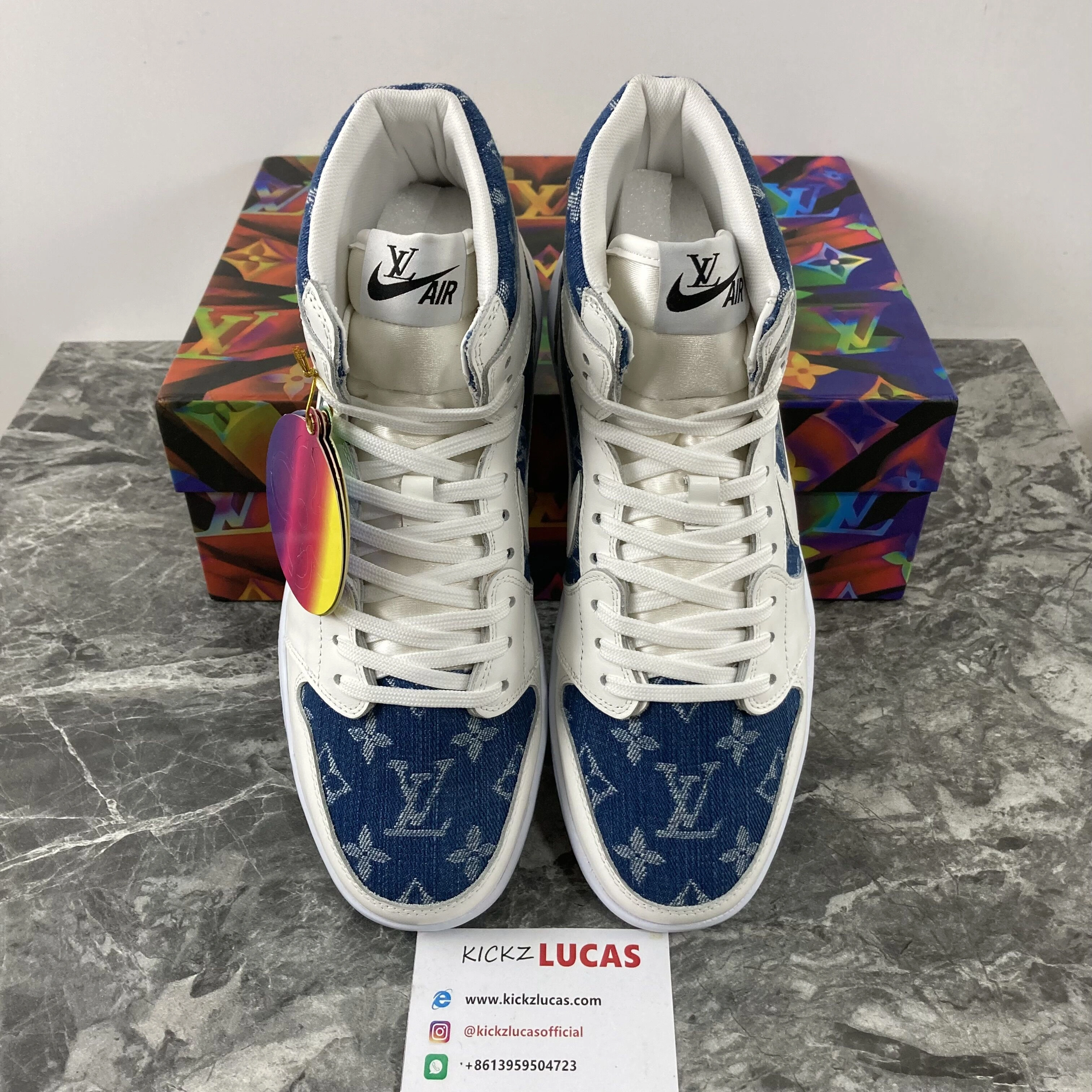 Air Jordan 1 X L*V High jeans blue Attractive 4141