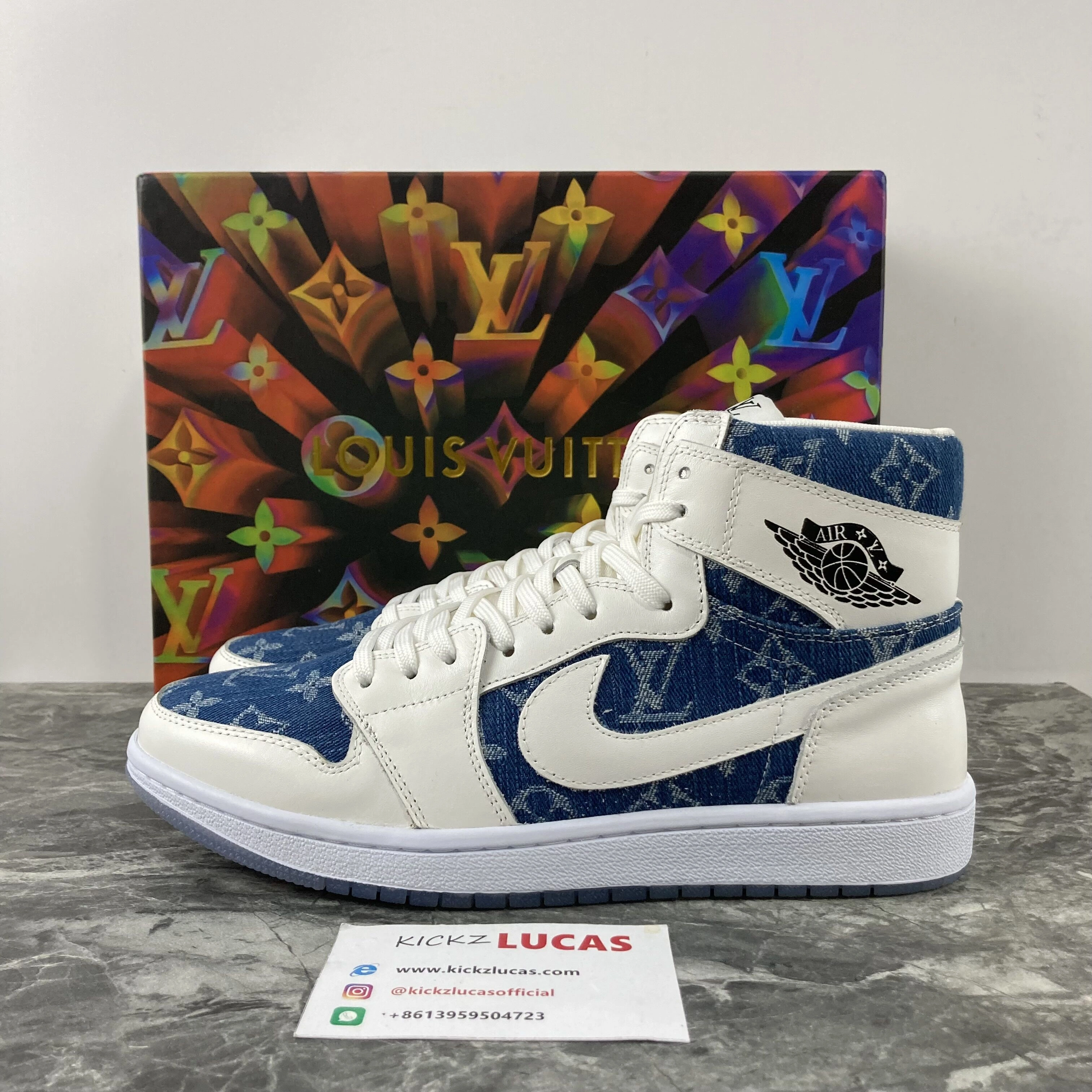 Air Jordan 1 X L*V High jeans blue Attractive 4141