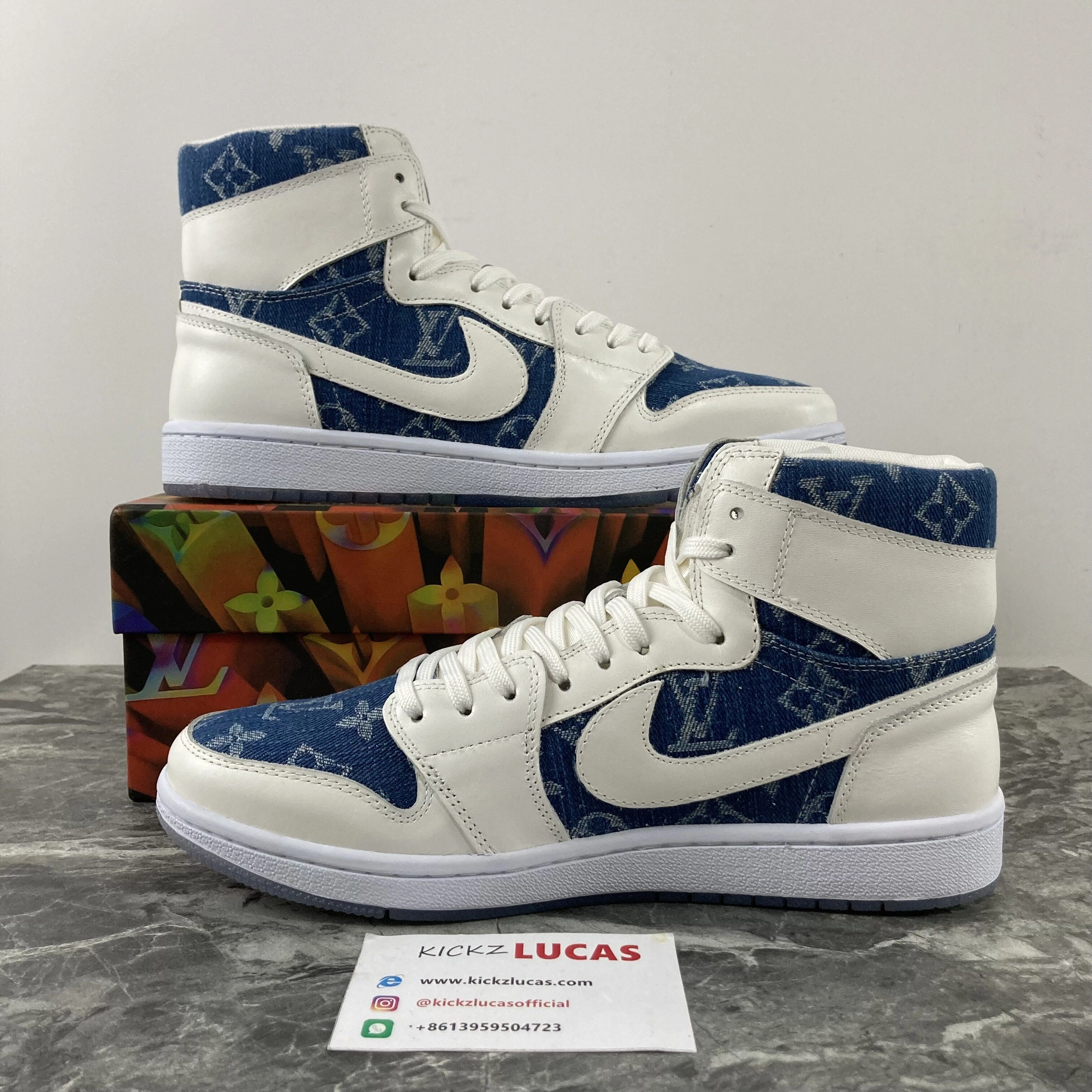 Air Jordan 1 X L*V High jeans blue Attractive 4141