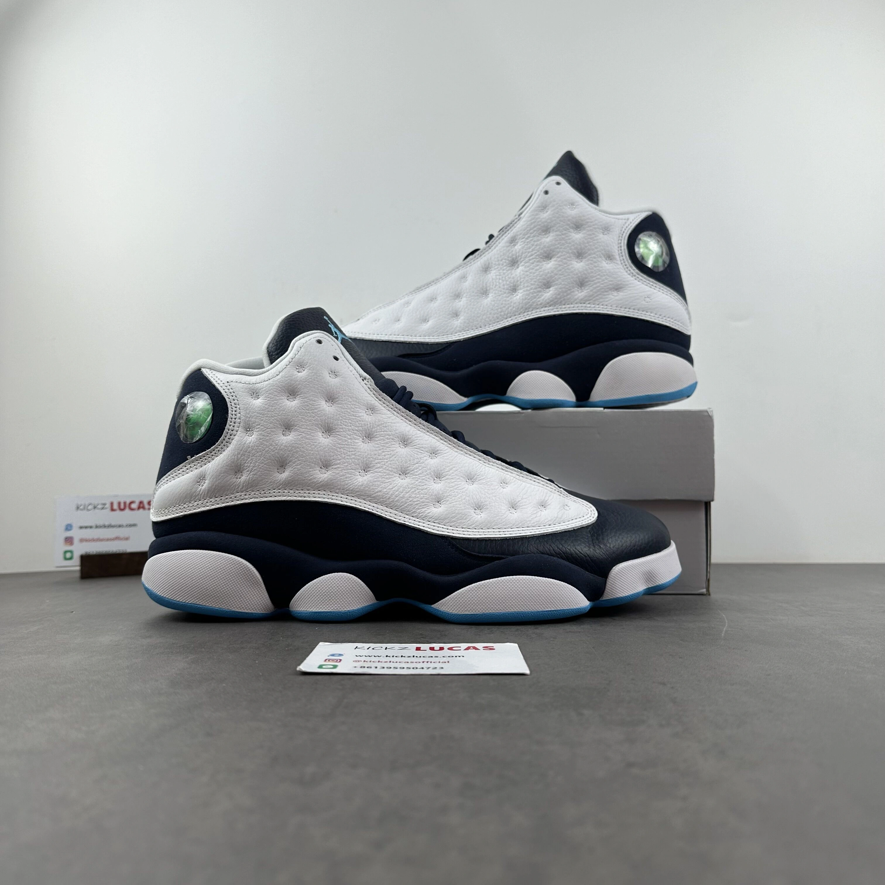 Supportive Air Jordan 13 Retro Obsidian Powder Blue White 414571- 2285