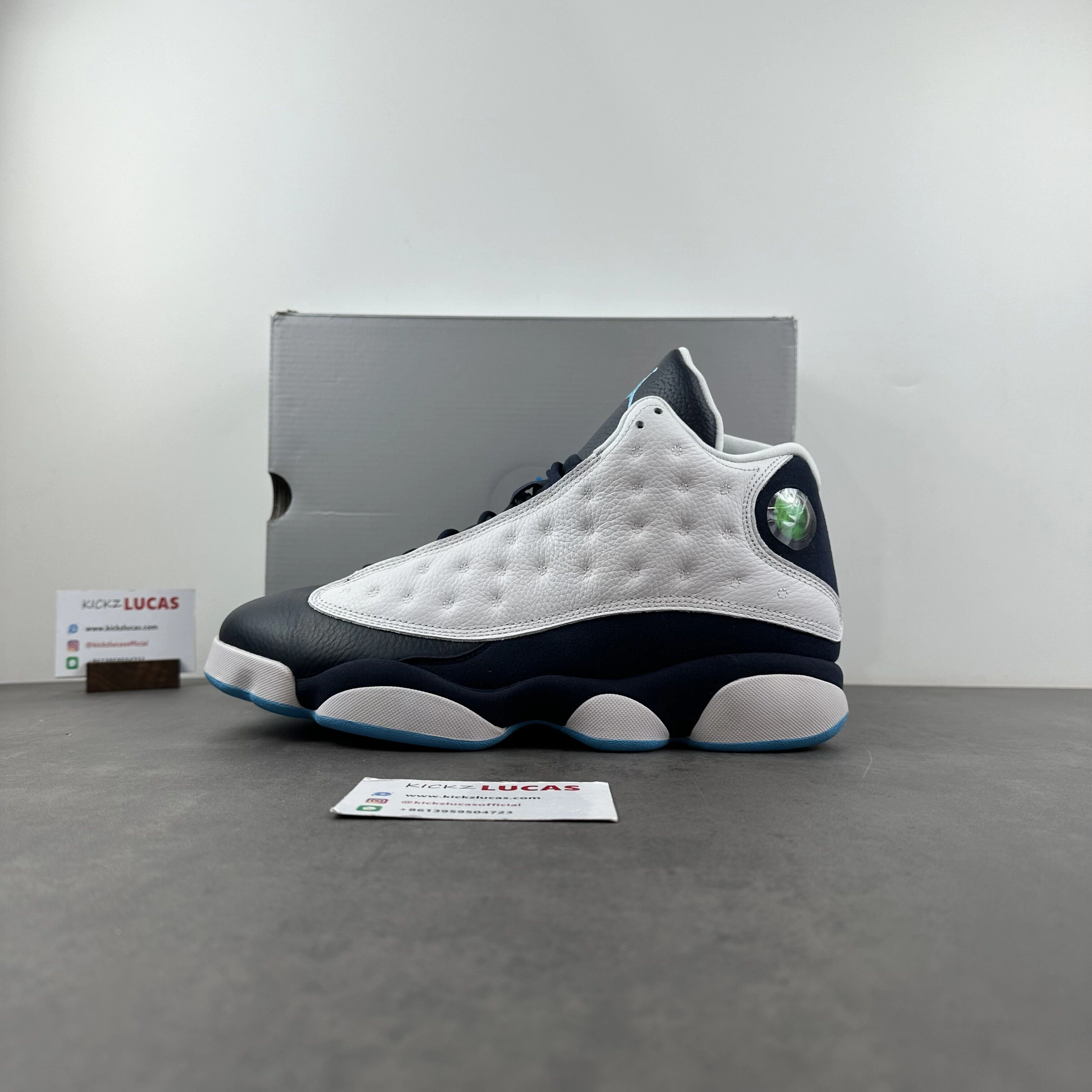 Supportive Air Jordan 13 Retro Obsidian Powder Blue White 414571- 2285