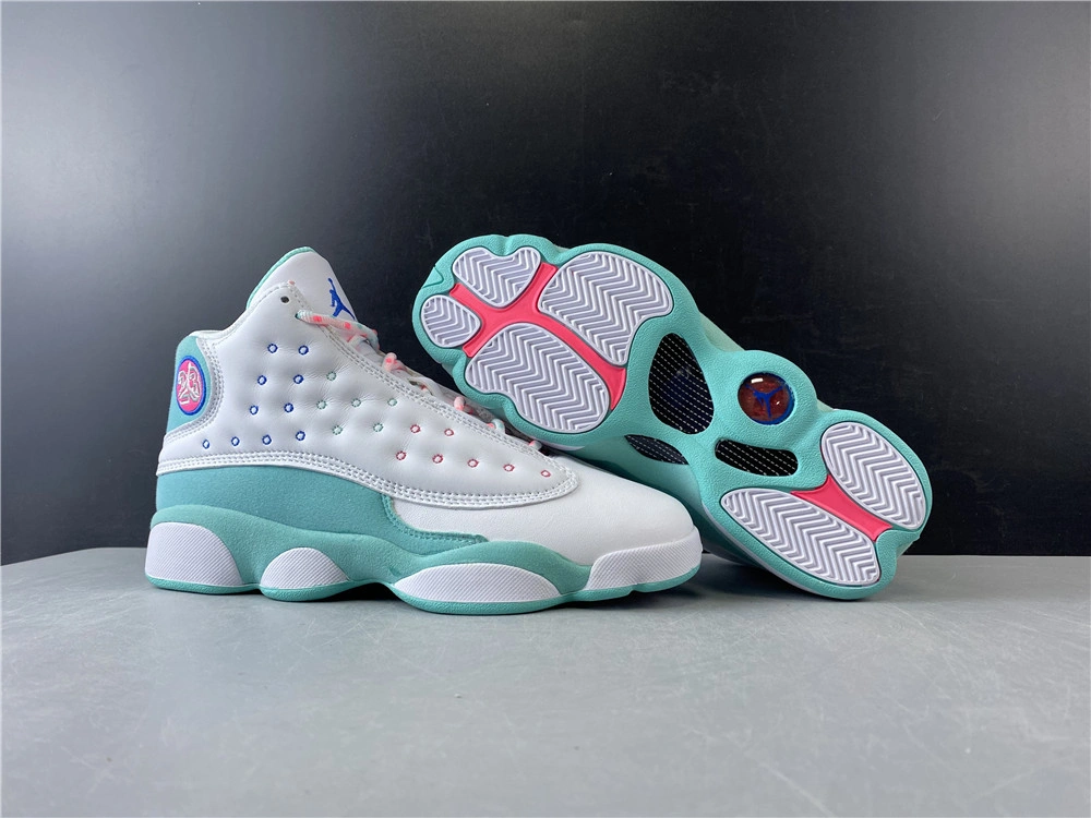 Air Jordan 13 Retro White Soar Green Pink 439358- BestValue 2296