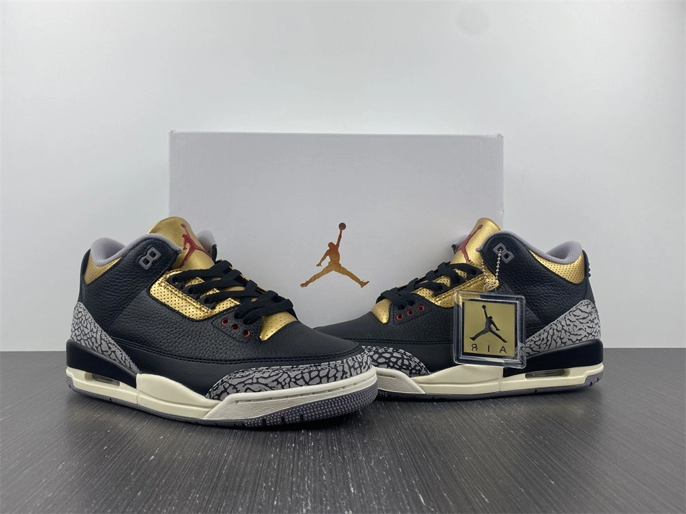 Efficient Air Jordan 3 Retro Black Cement Gold CK9246- 1857