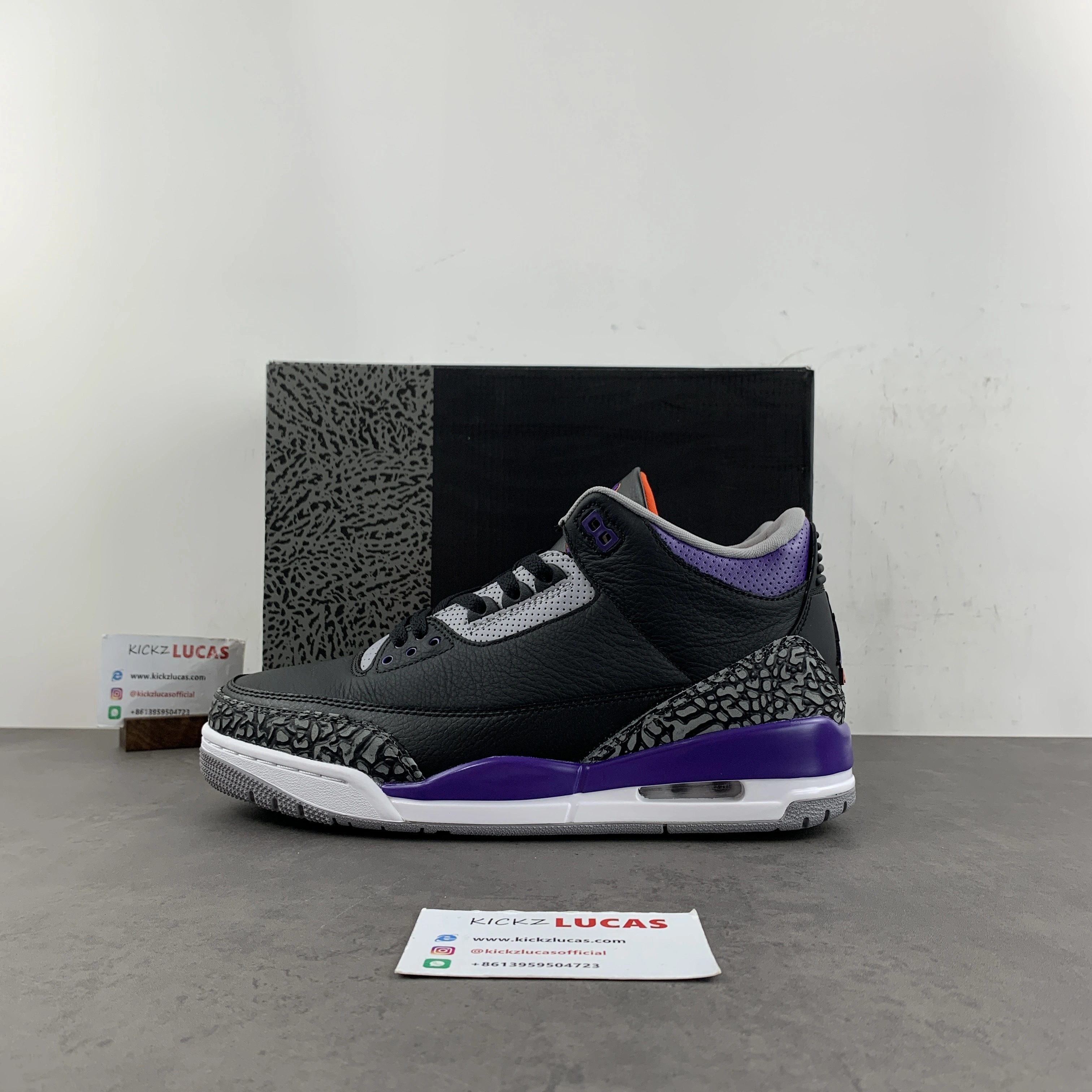 Air Jordan 3 Retro Black Court Purple CT8532- Unisex 1887
