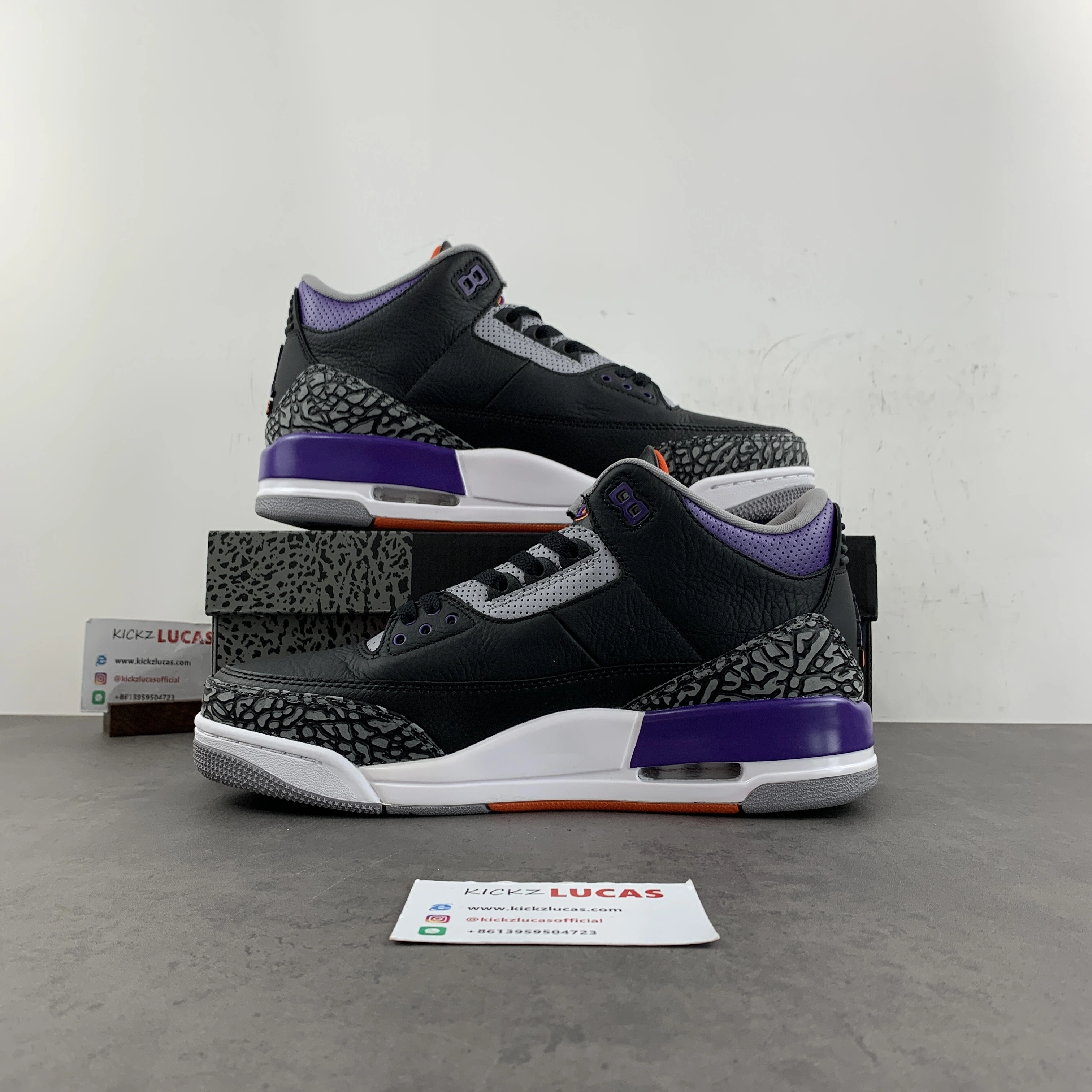 Air Jordan 3 Retro Black Court Purple CT8532- Unisex 1887