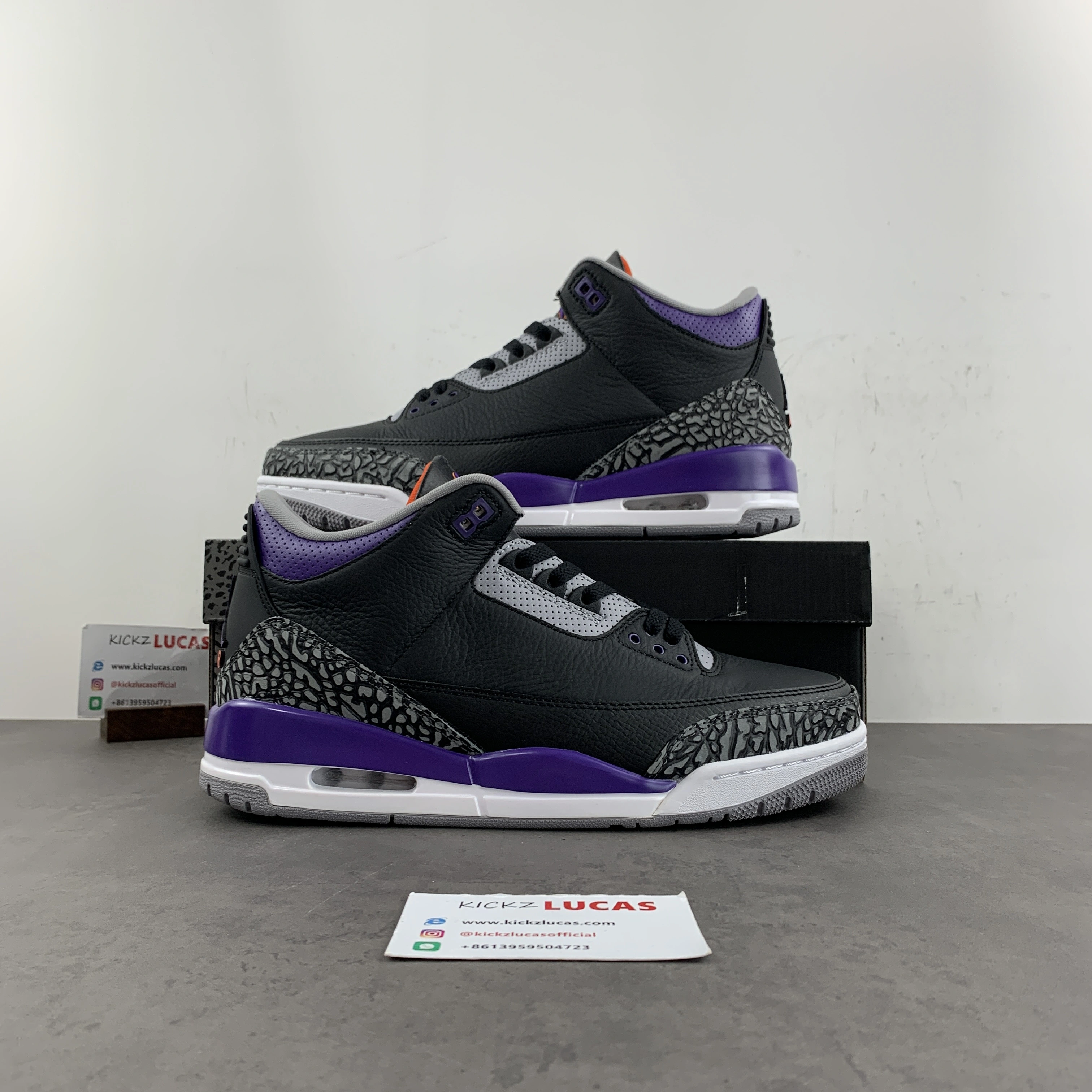 Air Jordan 3 Retro Black Court Purple CT8532- Unisex 1887