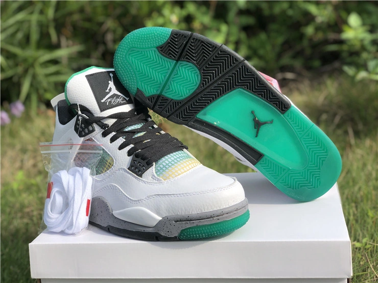 Unisex Air Jordan 4 Retro Lucid Green Rasta AQ9129- 2033