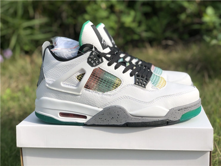 Unisex Air Jordan 4 Retro Lucid Green Rasta AQ9129- 2033