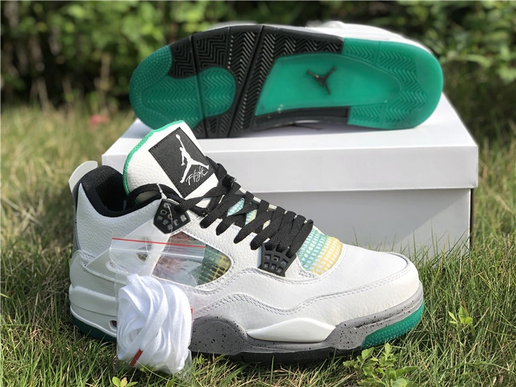 Unisex Air Jordan 4 Retro Lucid Green Rasta AQ9129- 2033