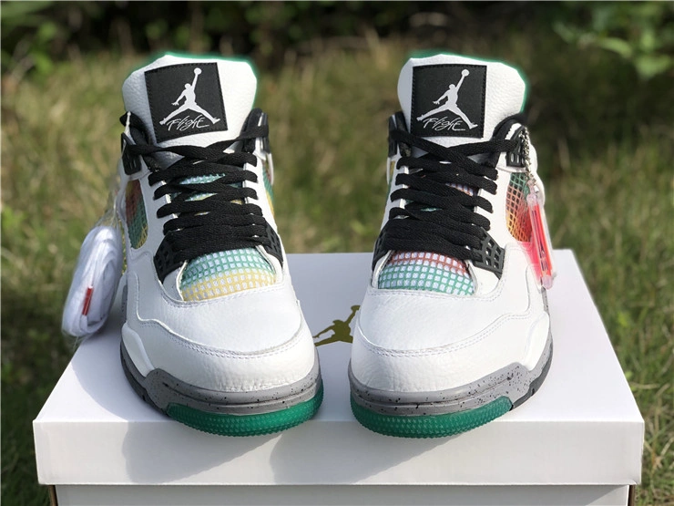 Unisex Air Jordan 4 Retro Lucid Green Rasta AQ9129- 2033