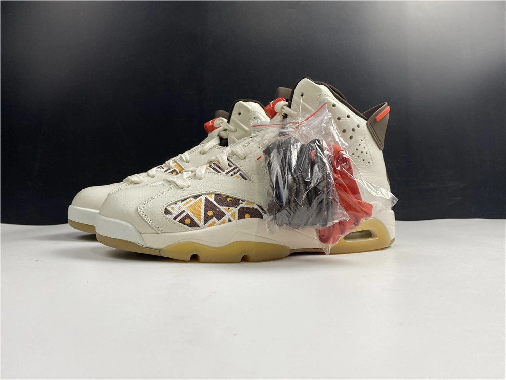 Air Jordan 6 Retro Quai 54 Sail Brown CZ4152- Stretchable 2140