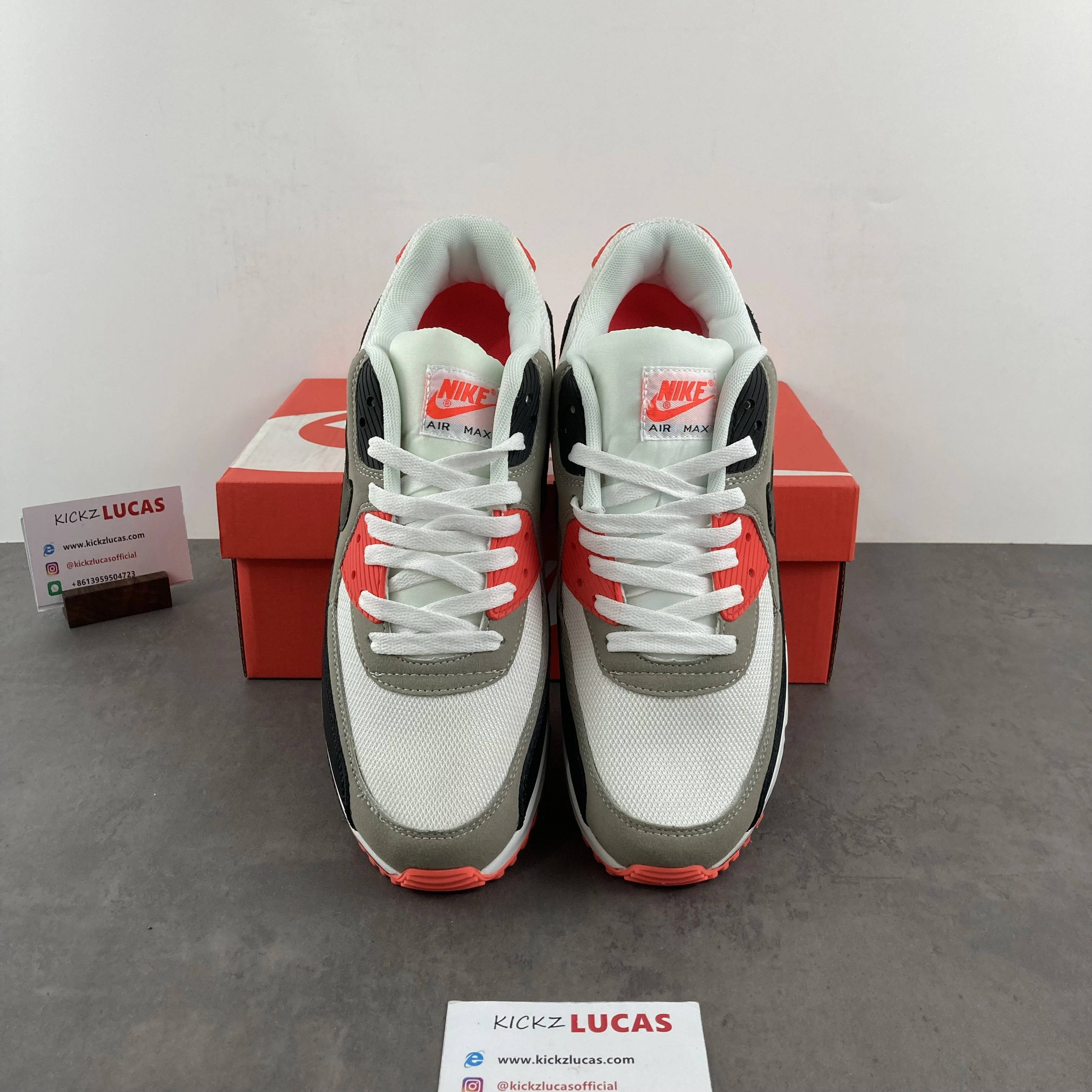 Air Max 90 White Black-Dust-Solar Red 325213- Casual 907