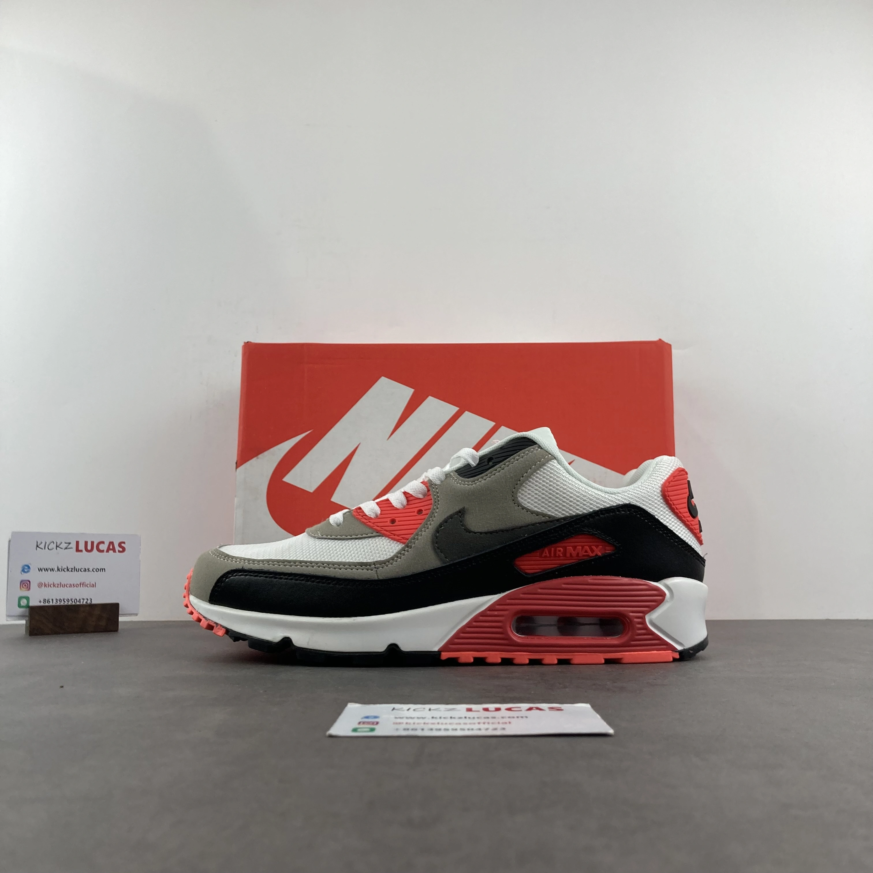 Air Max 90 White Black-Dust-Solar Red 325213- Casual 907