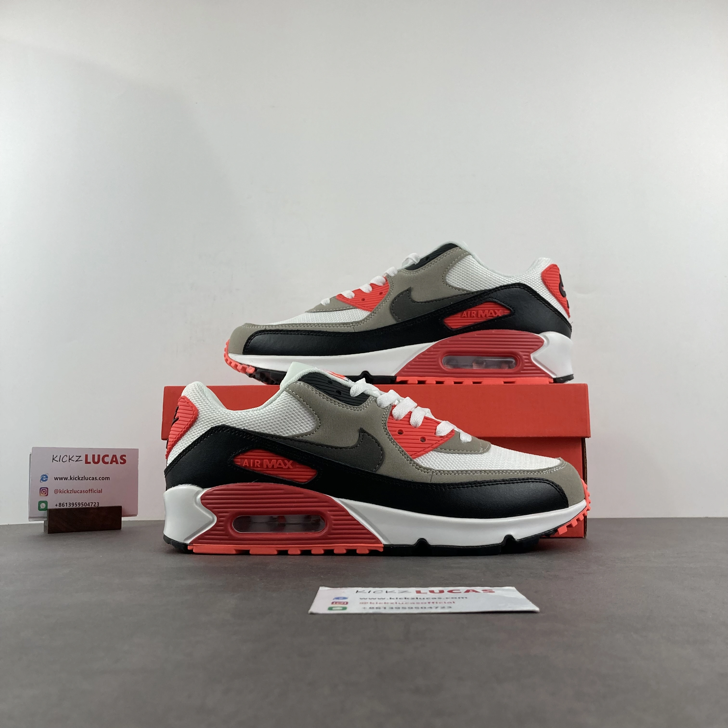 Air Max 90 White Black-Dust-Solar Red 325213- Casual 907