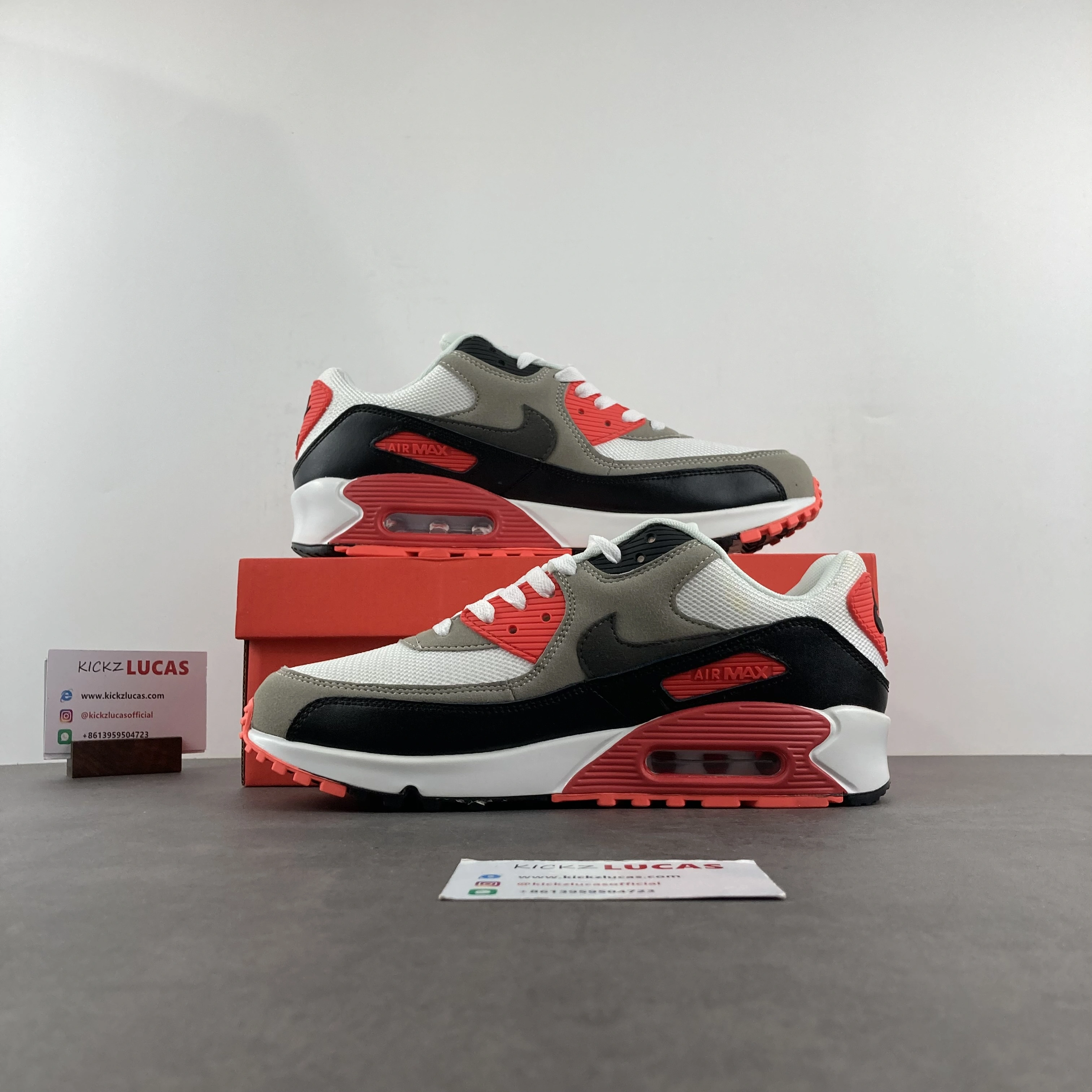 Air Max 90 White Black-Dust-Solar Red 325213- Casual 907