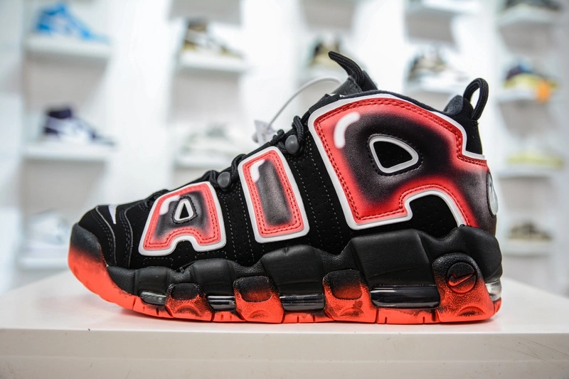Air More Uptempo Black White Laser Crimson CJ6129- Elegant 1253