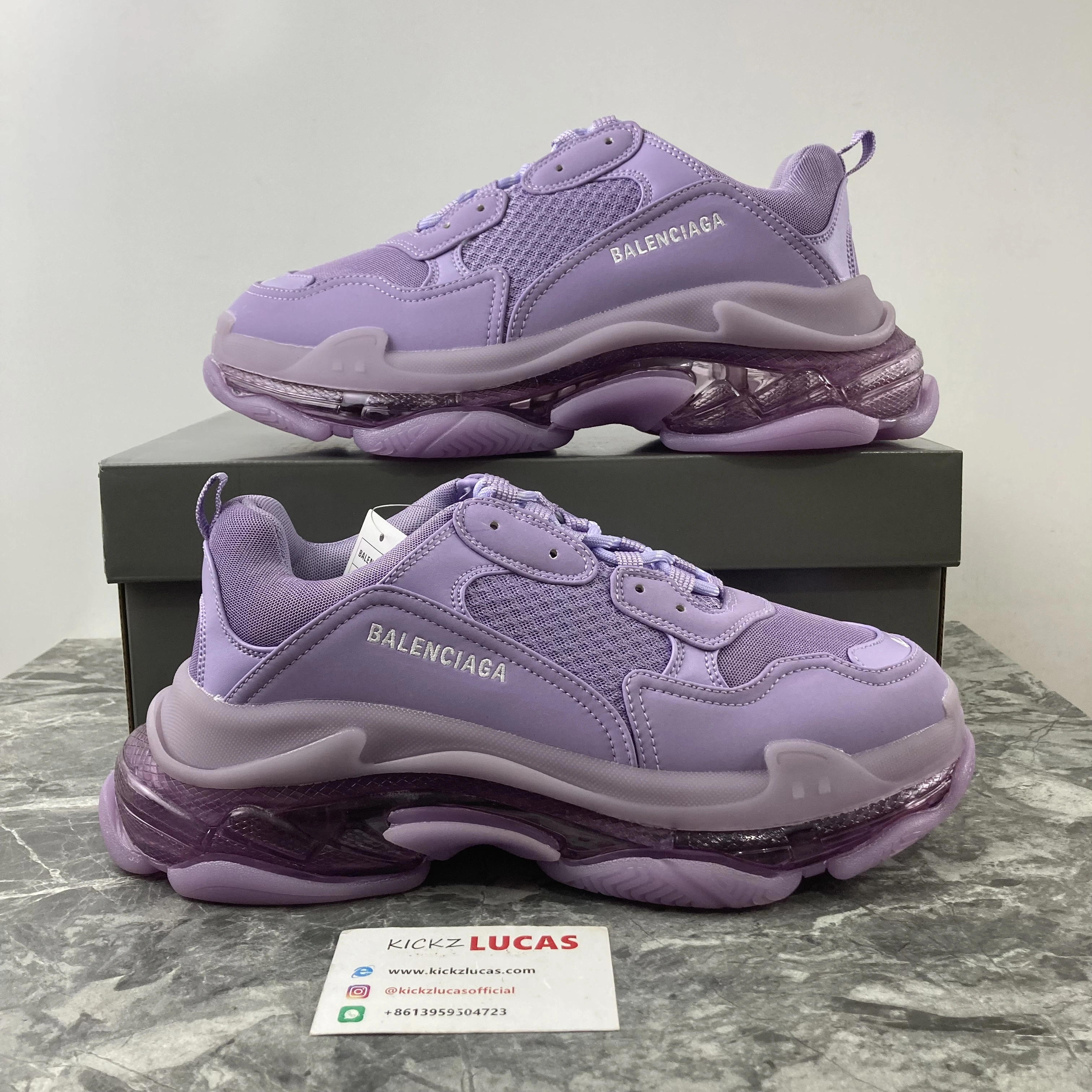 B*alenciaga Triple S Clear Sole Purple 544351W2GA Sporty 4596