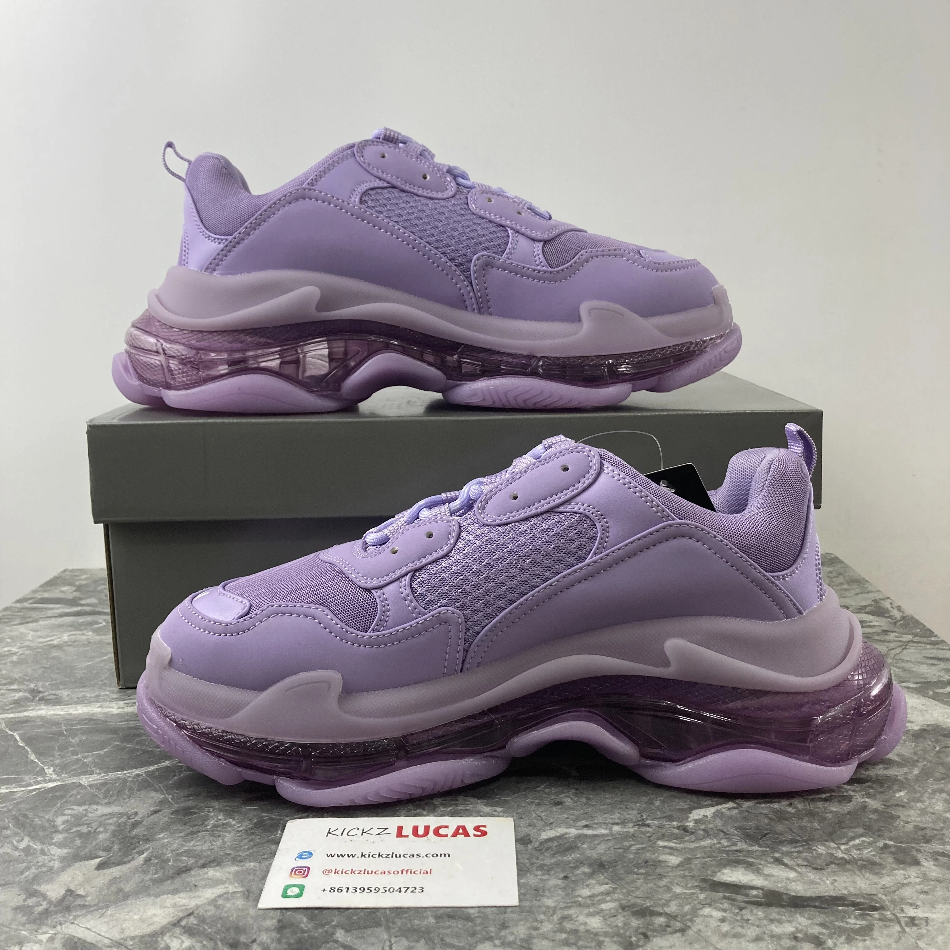 B*alenciaga Triple S Clear Sole Purple 544351W2GA Sporty 4596