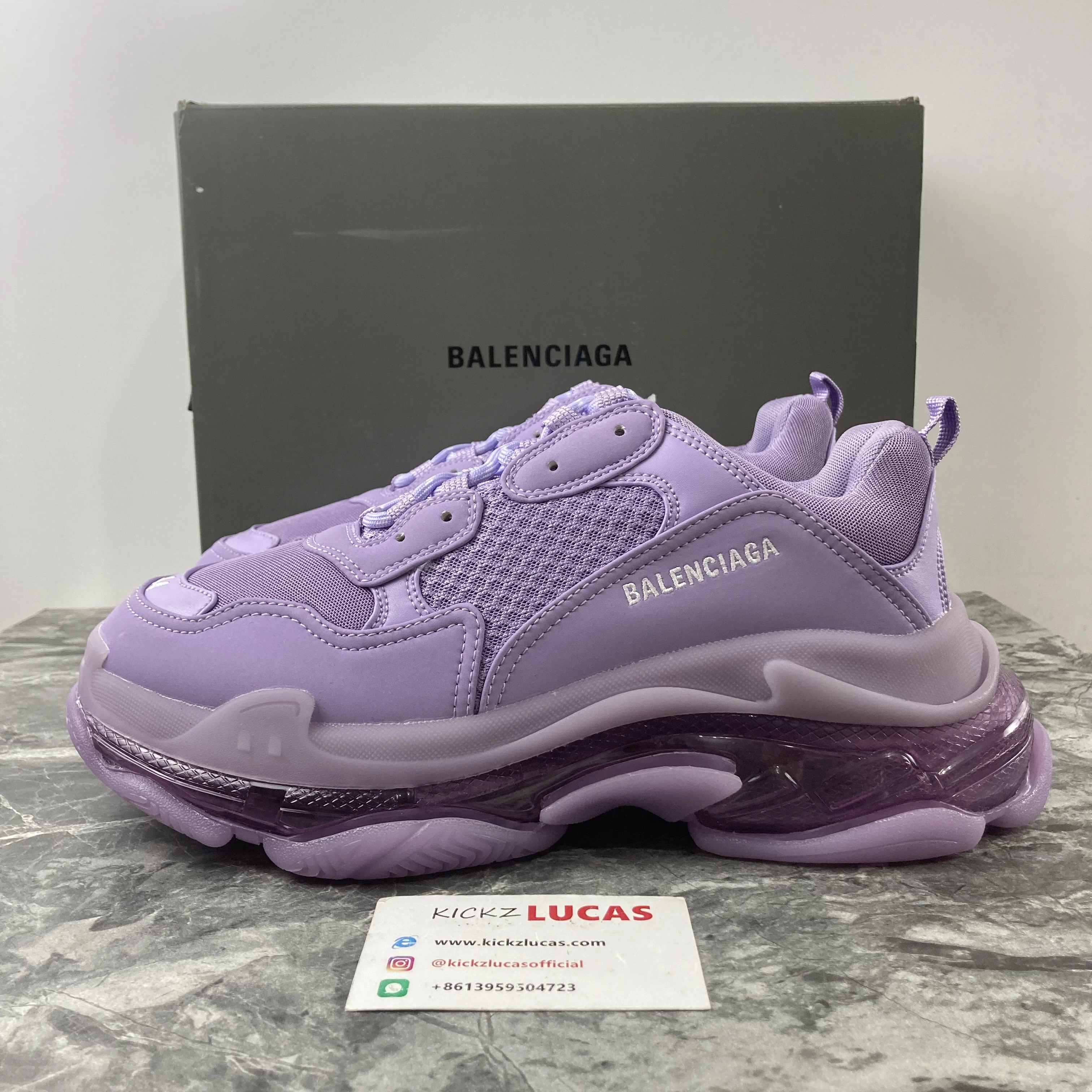 B*alenciaga Triple S Clear Sole Purple 544351W2GA Sporty 4596
