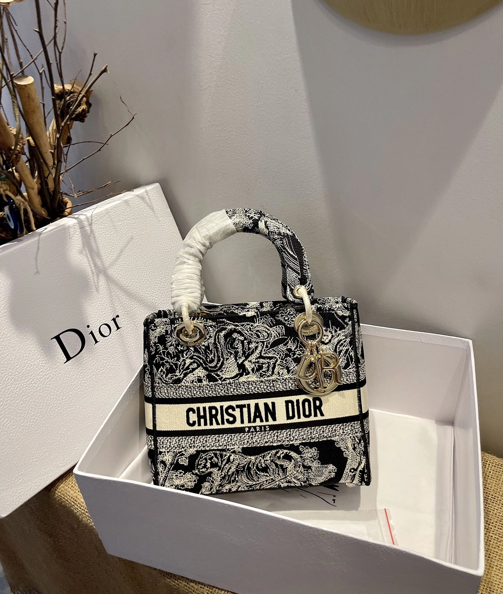 D*ior Top Bag 24*20*11cm Durable 7741