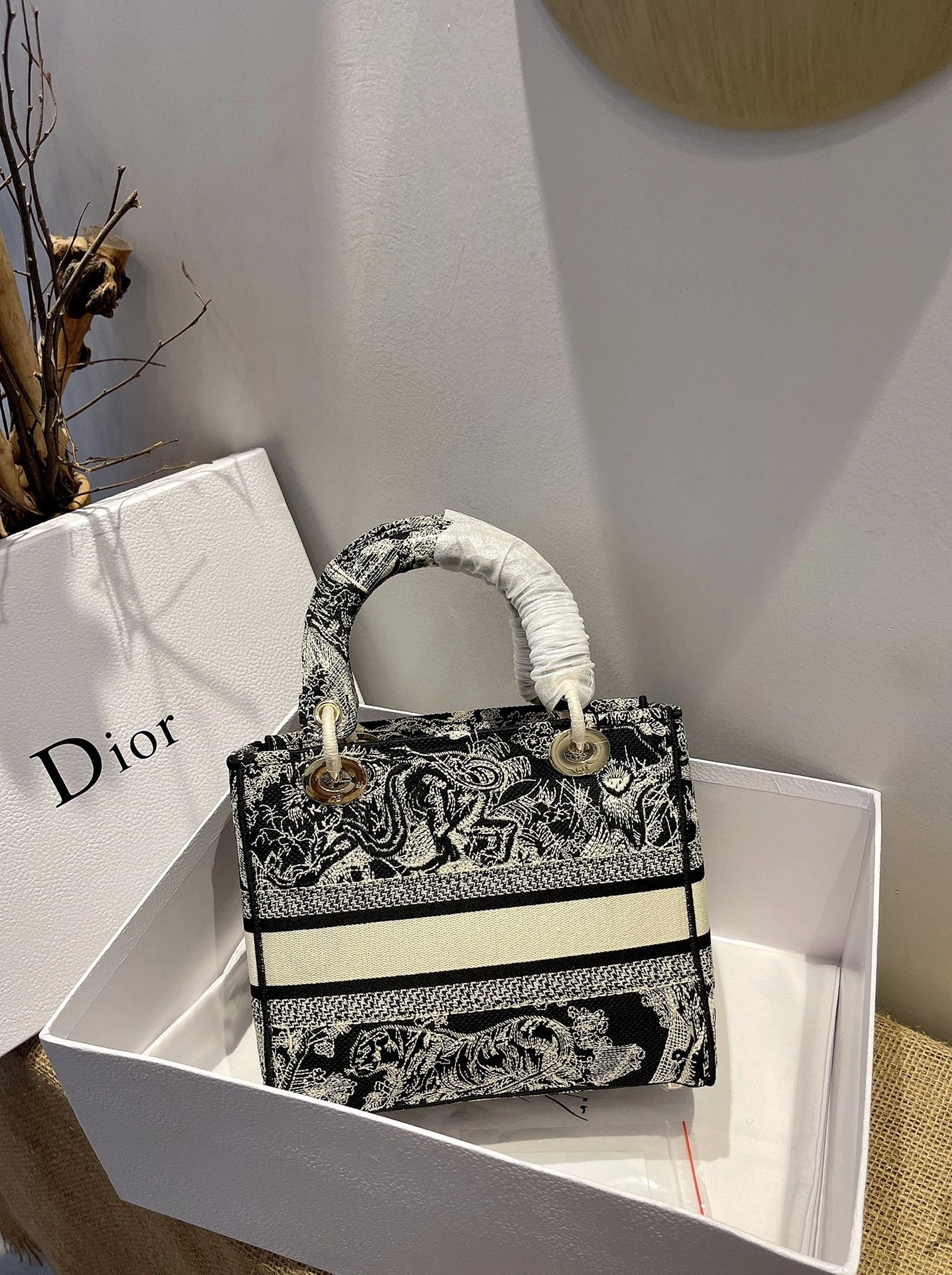 D*ior Top Bag 24*20*11cm Durable 7741